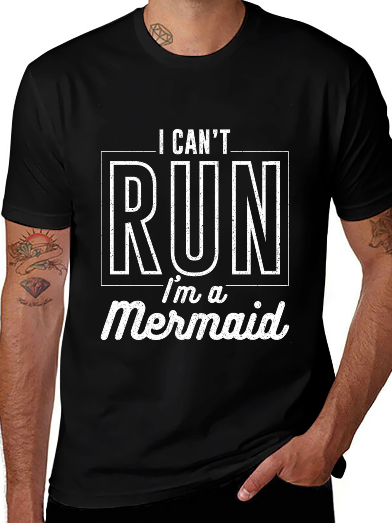 I Cant Run Im a Mermaid Black T-Shirt