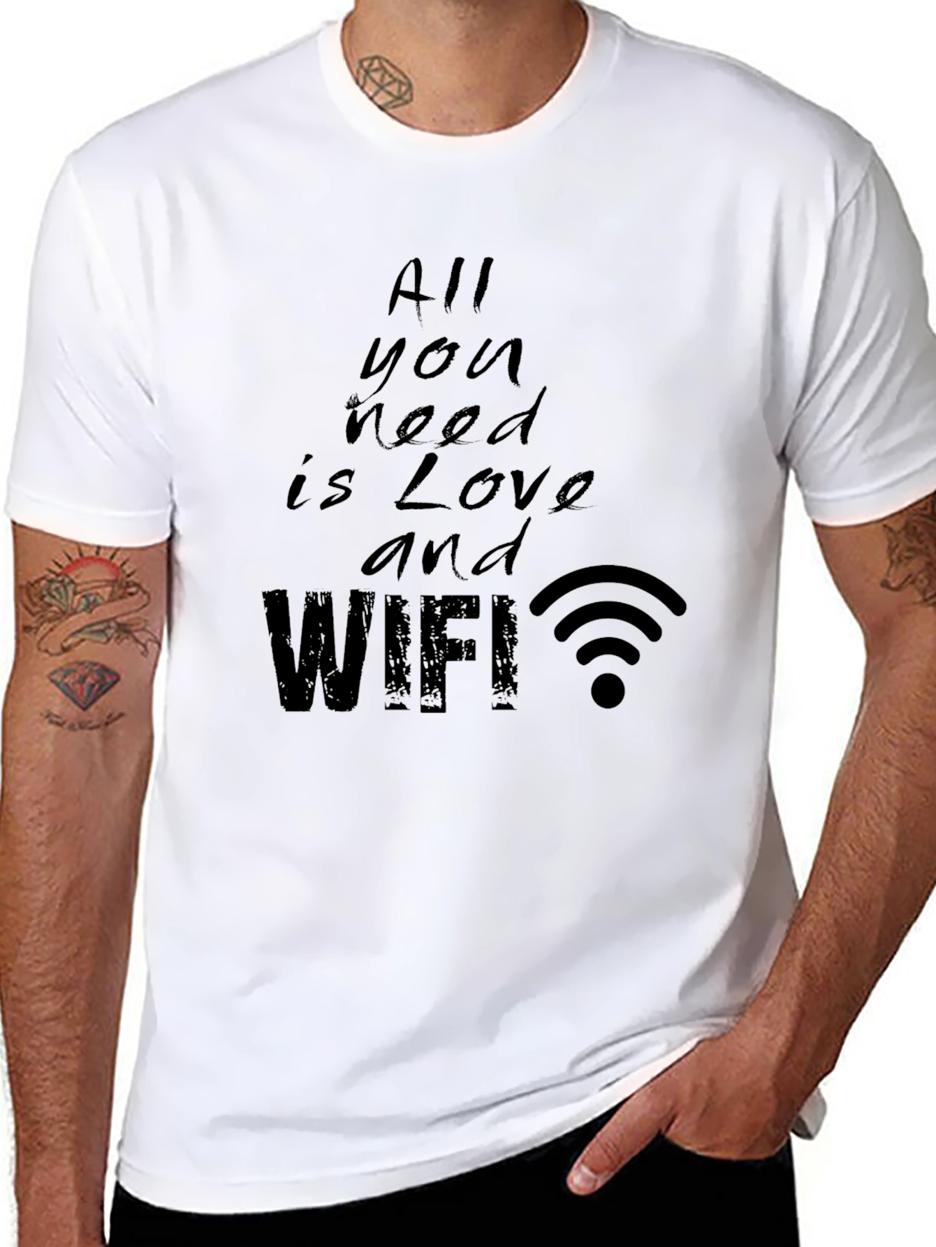 Love and WiFi Black T-Shirt