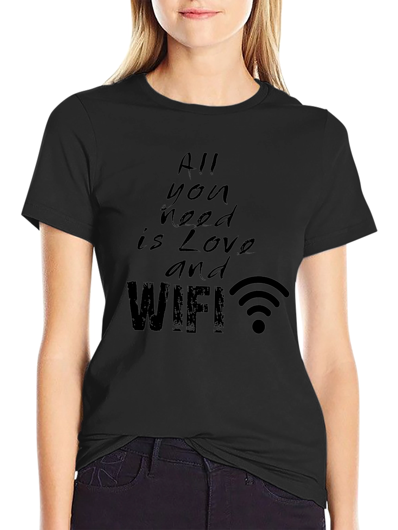 Love and WiFi Black T-Shirt