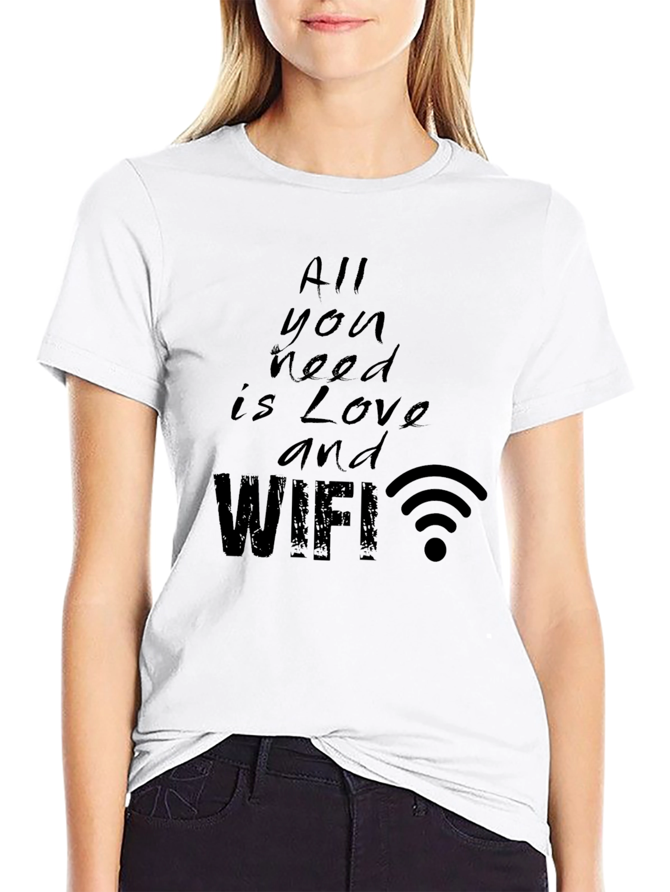 Love and WiFi Black T-Shirt