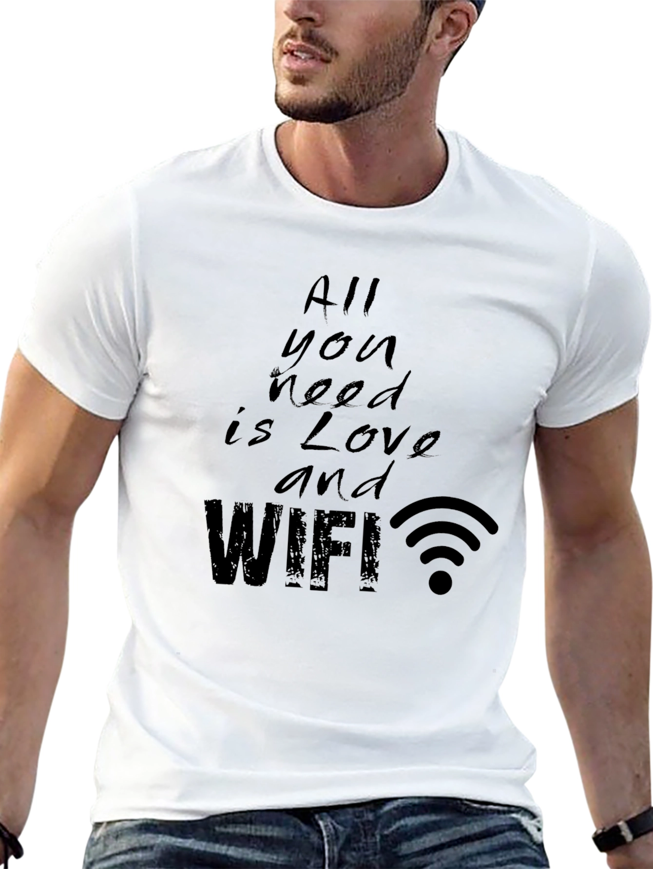 Love and WiFi Black T-Shirt