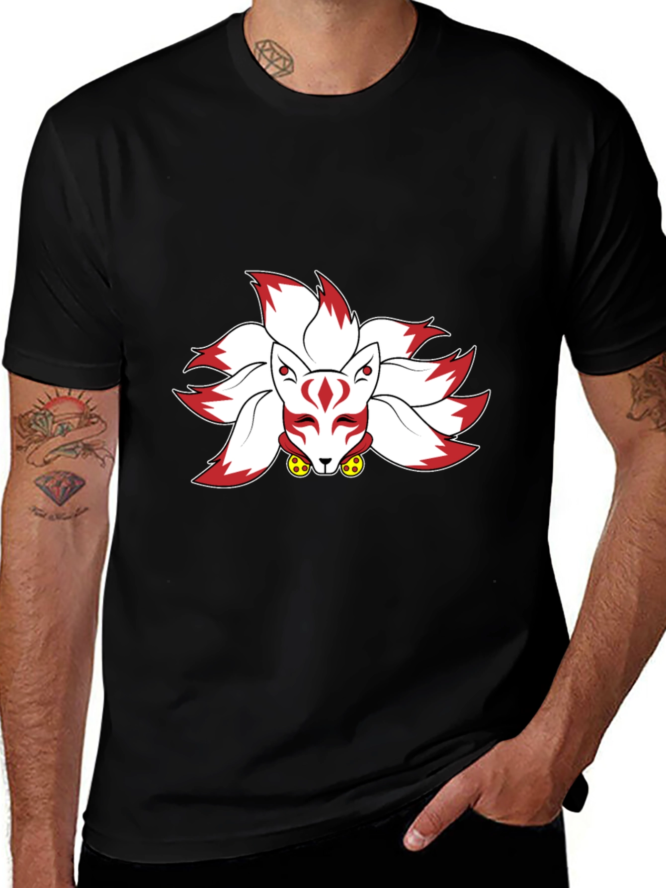 Nine-Tailed Fox Graphic Tee - Black