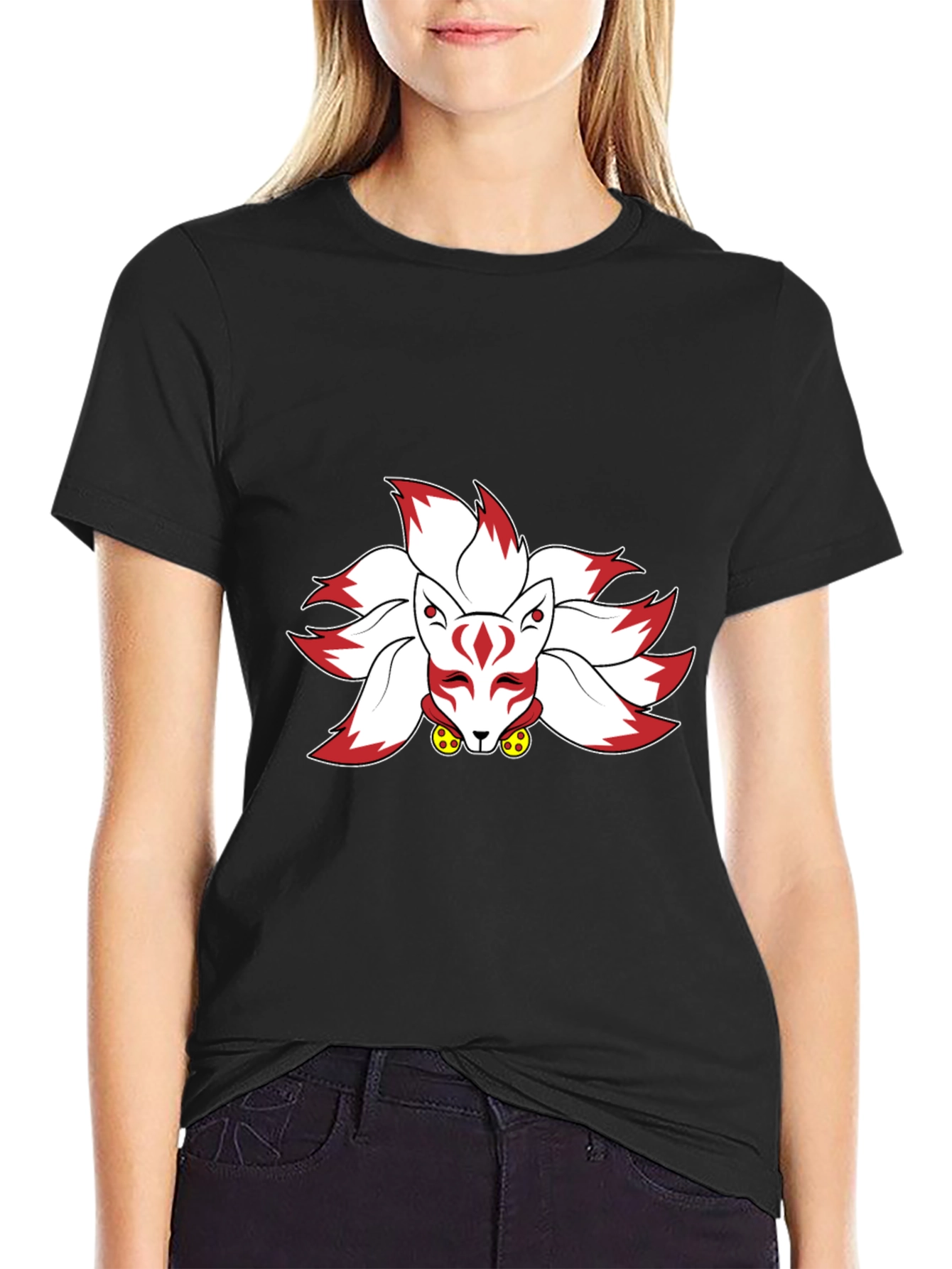 Nine-Tailed Fox Graphic Tee - Black