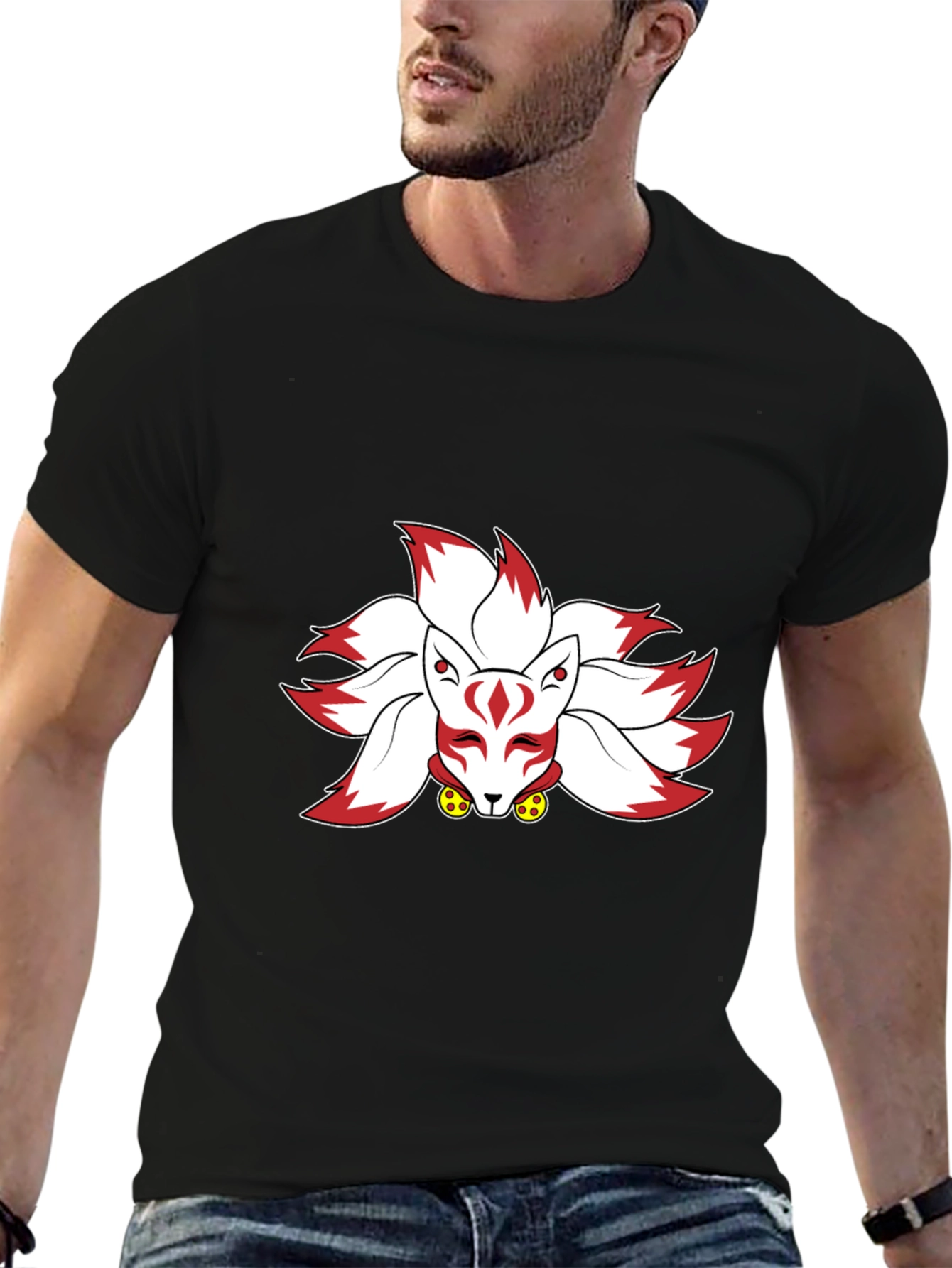 Nine-Tailed Fox Graphic Tee - Black