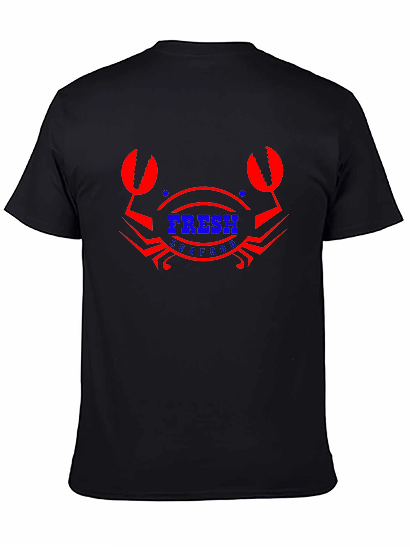 Fresh Seafood Graphic T-Shirt - Black Cotton Blend