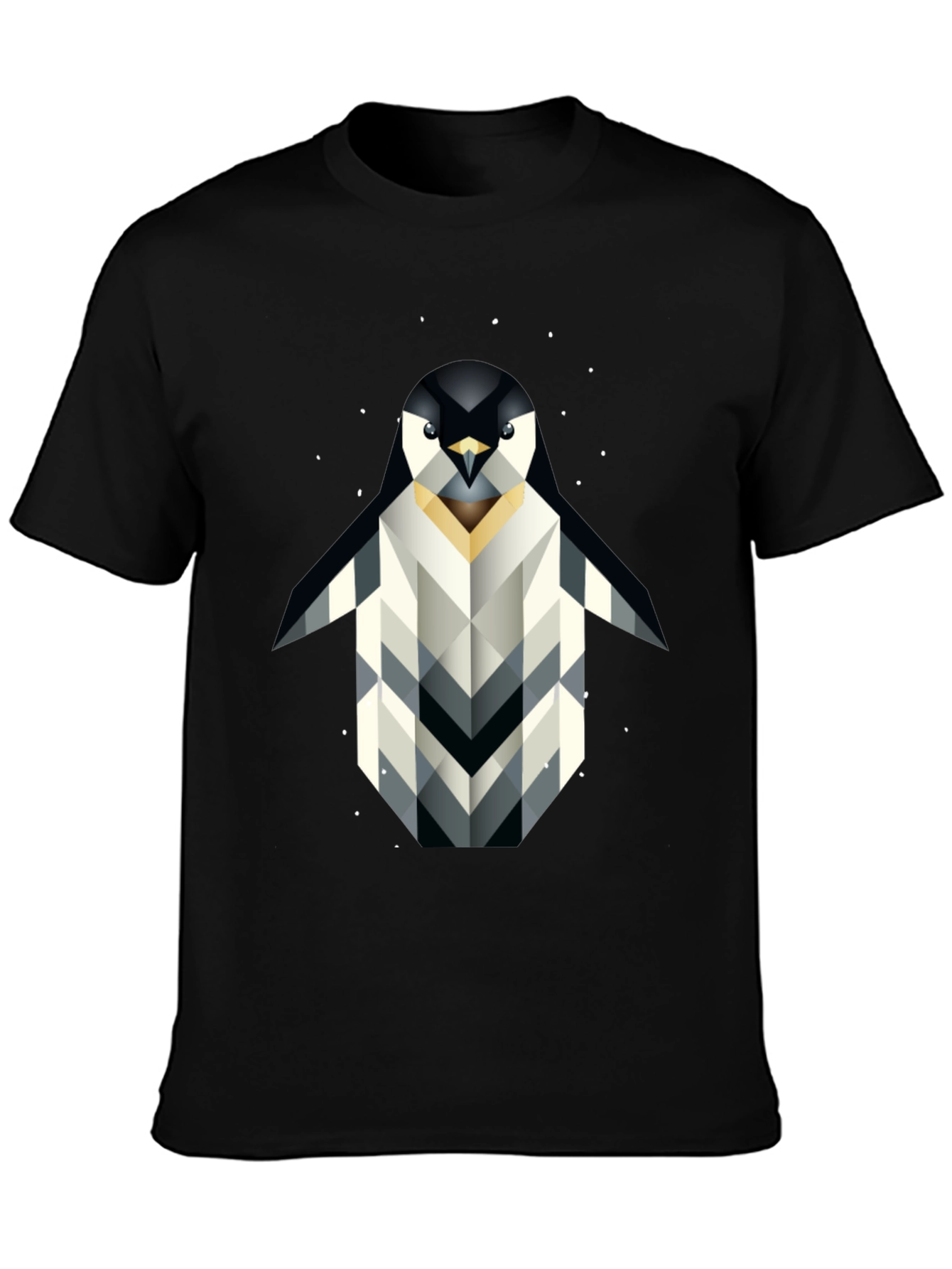 Geometric Penguin Graphic T-Shirt - Black