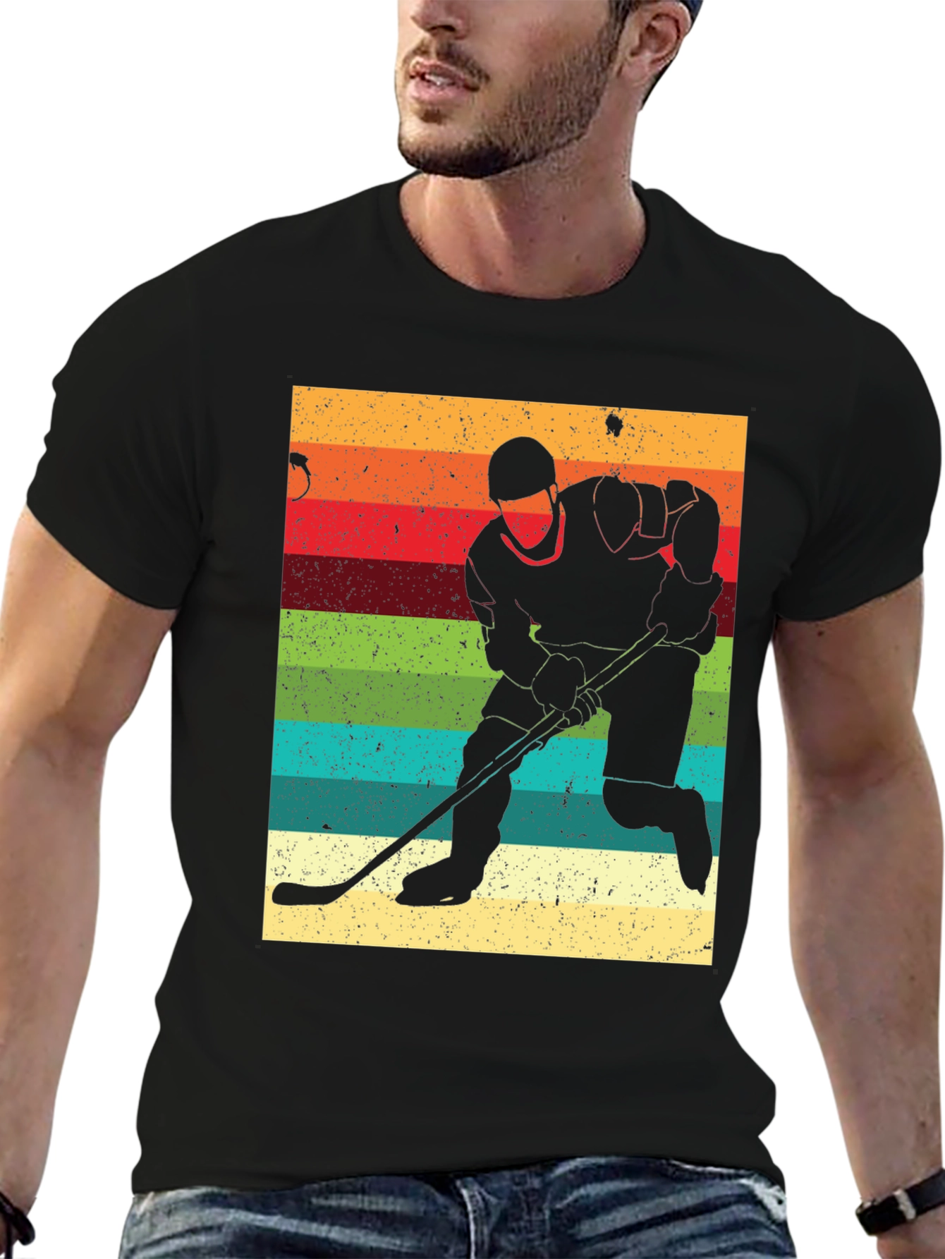 Retro Hockey Player Silhouette T-Shirt