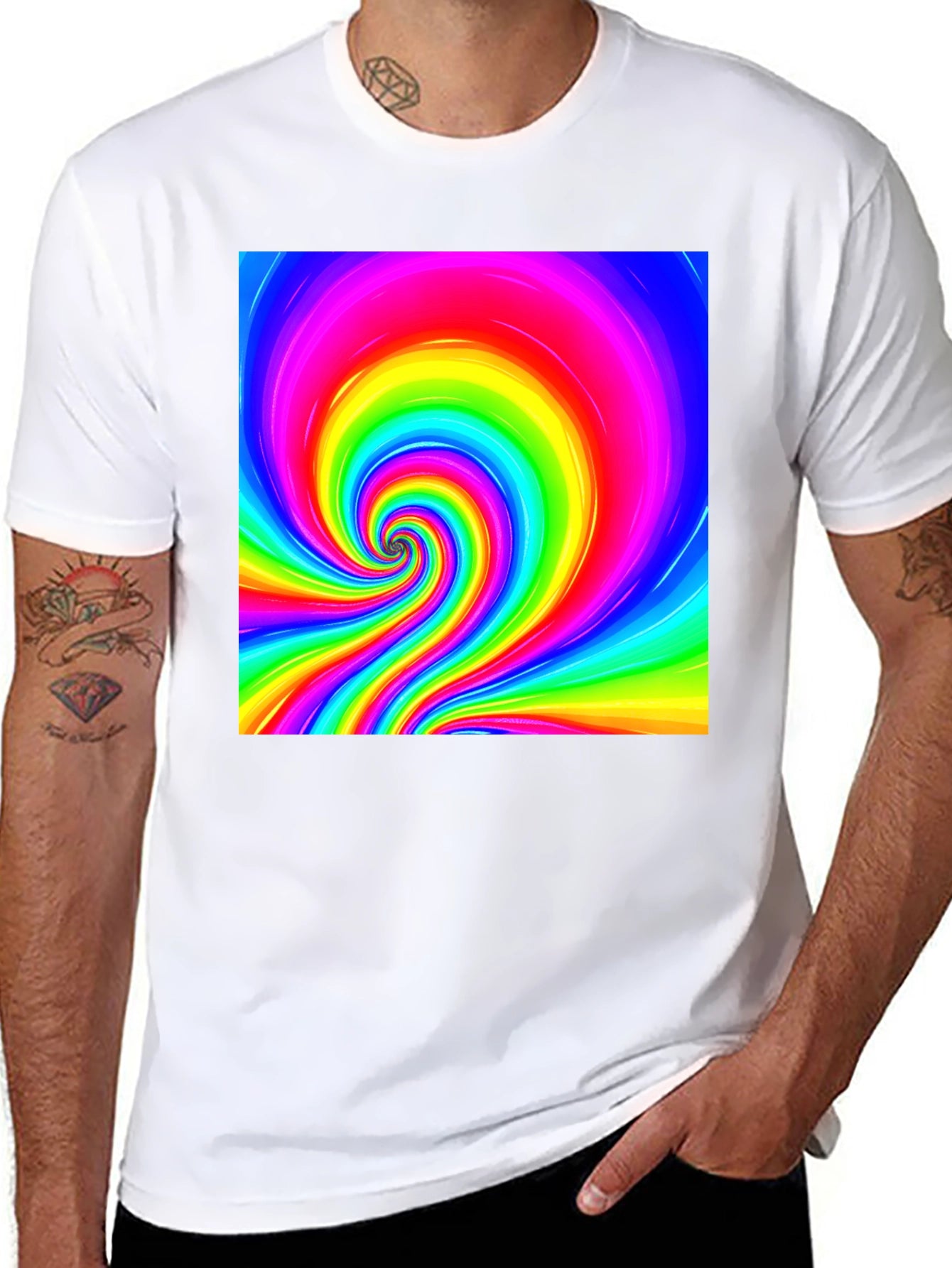 Vibrant Rainbow Spiral Graphic Tee