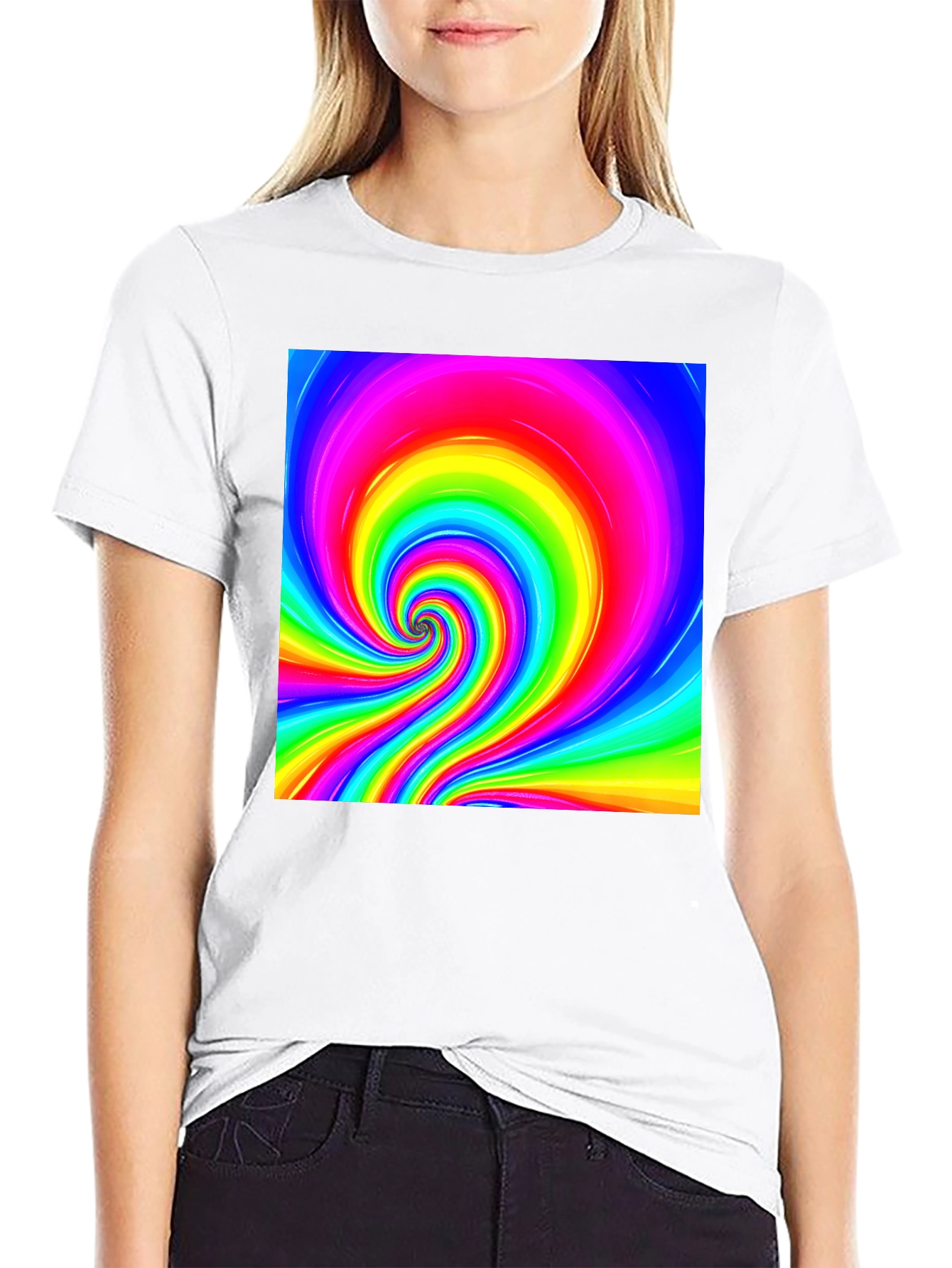 Vibrant Rainbow Spiral Graphic Tee