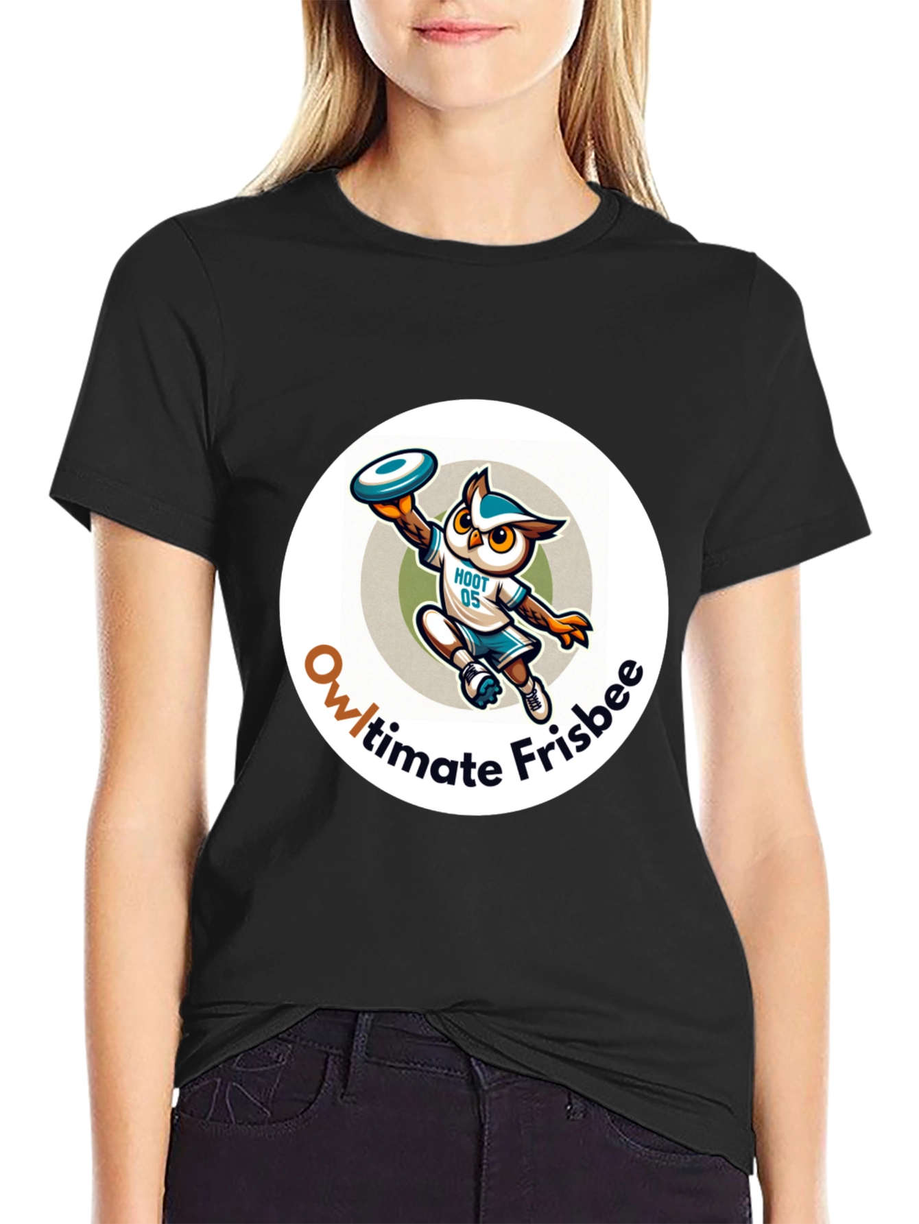Owl Ultimate Frisbee Black T-Shirt
