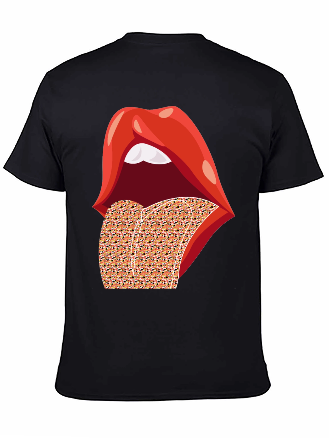 Rolling Lips Graphic Black T-Shirt