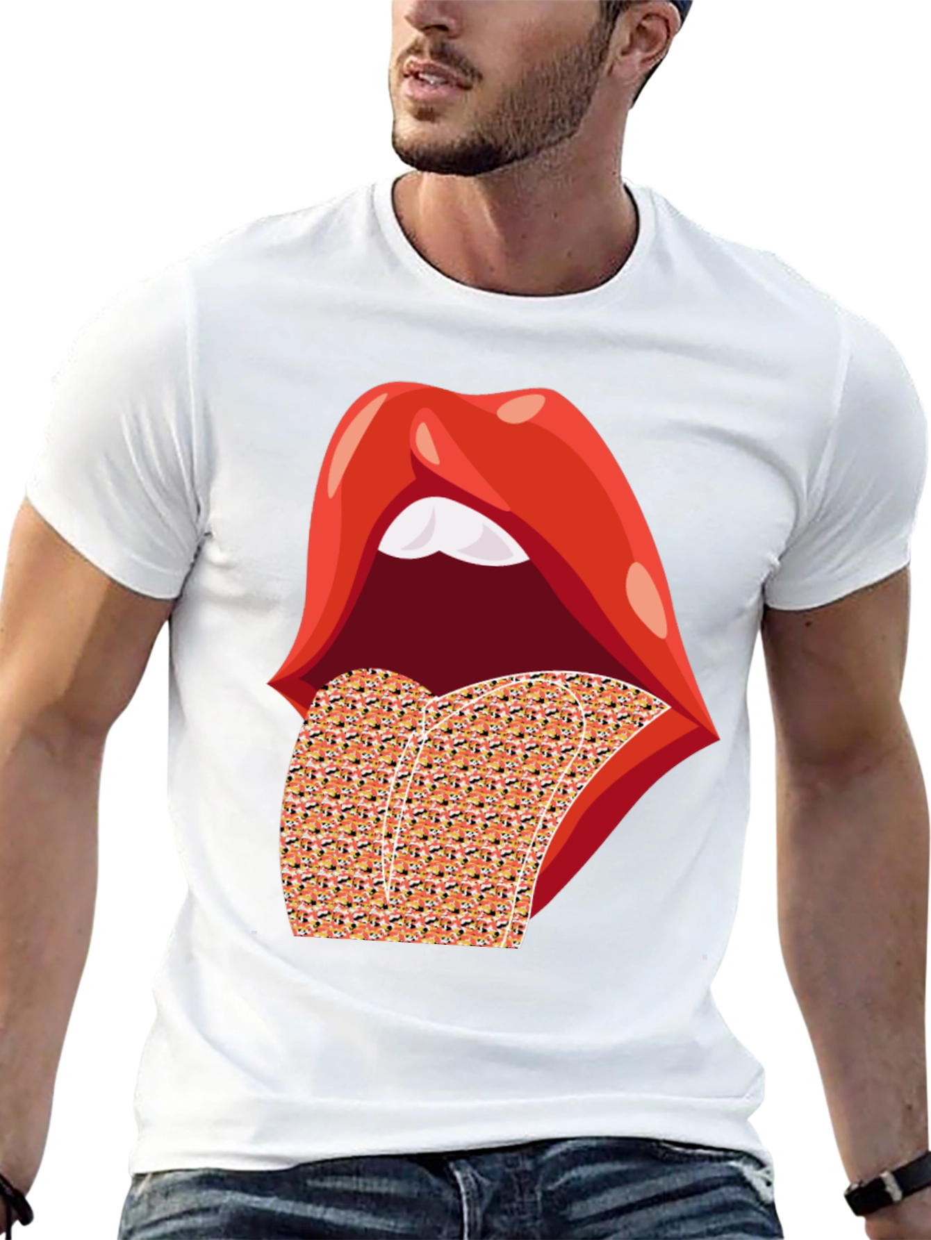 Rolling Lips Graphic Black T-Shirt