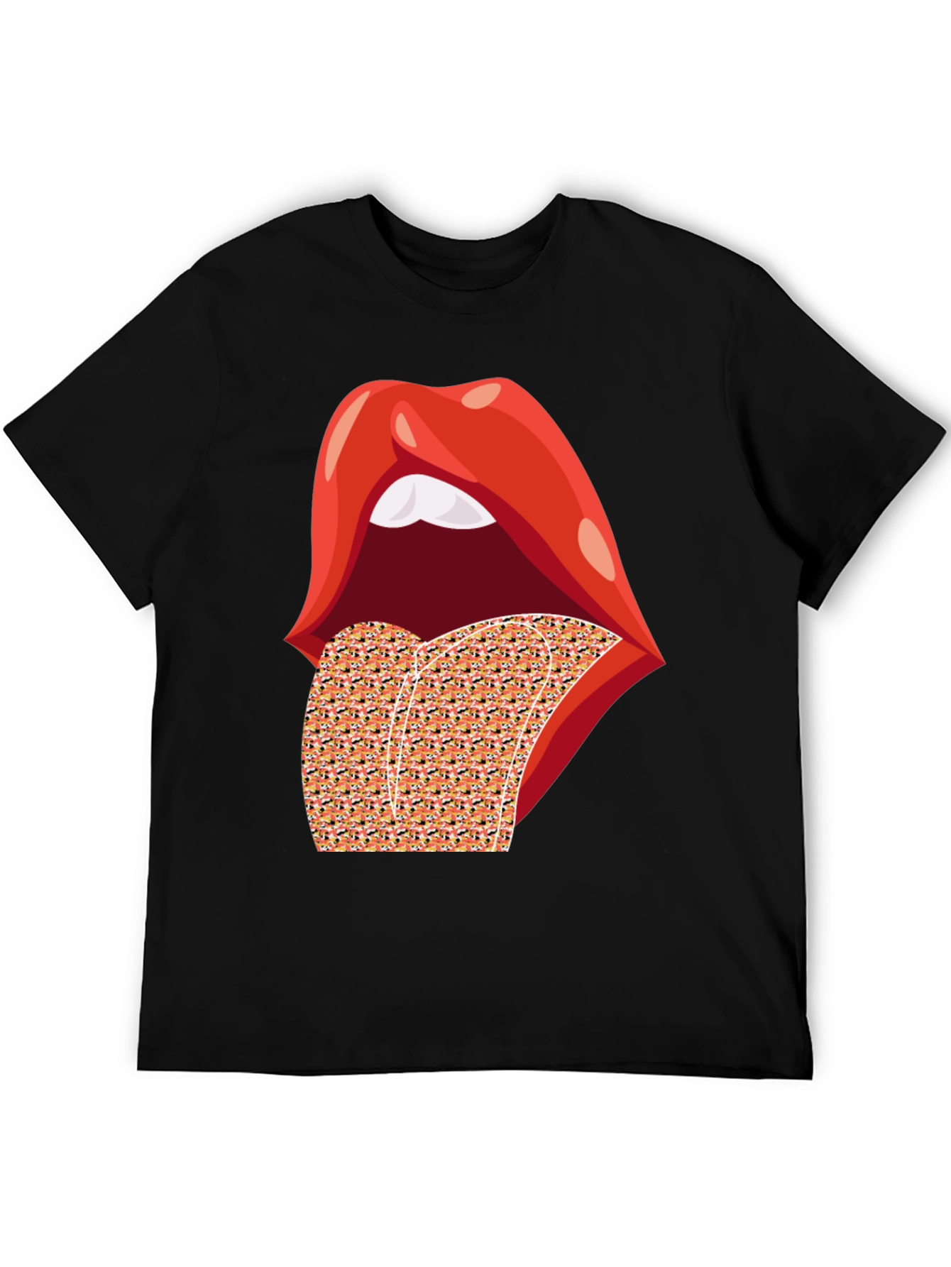 Rolling Lips Graphic Black T-Shirt