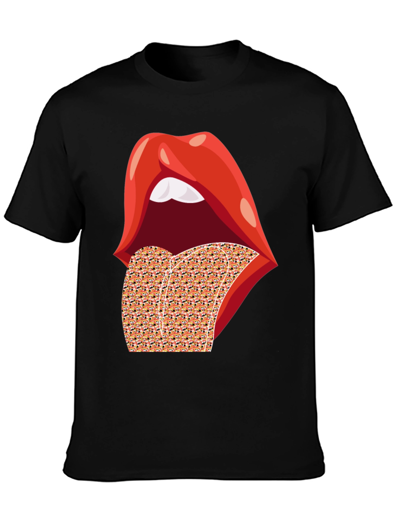 Rolling Lips Graphic Black T-Shirt