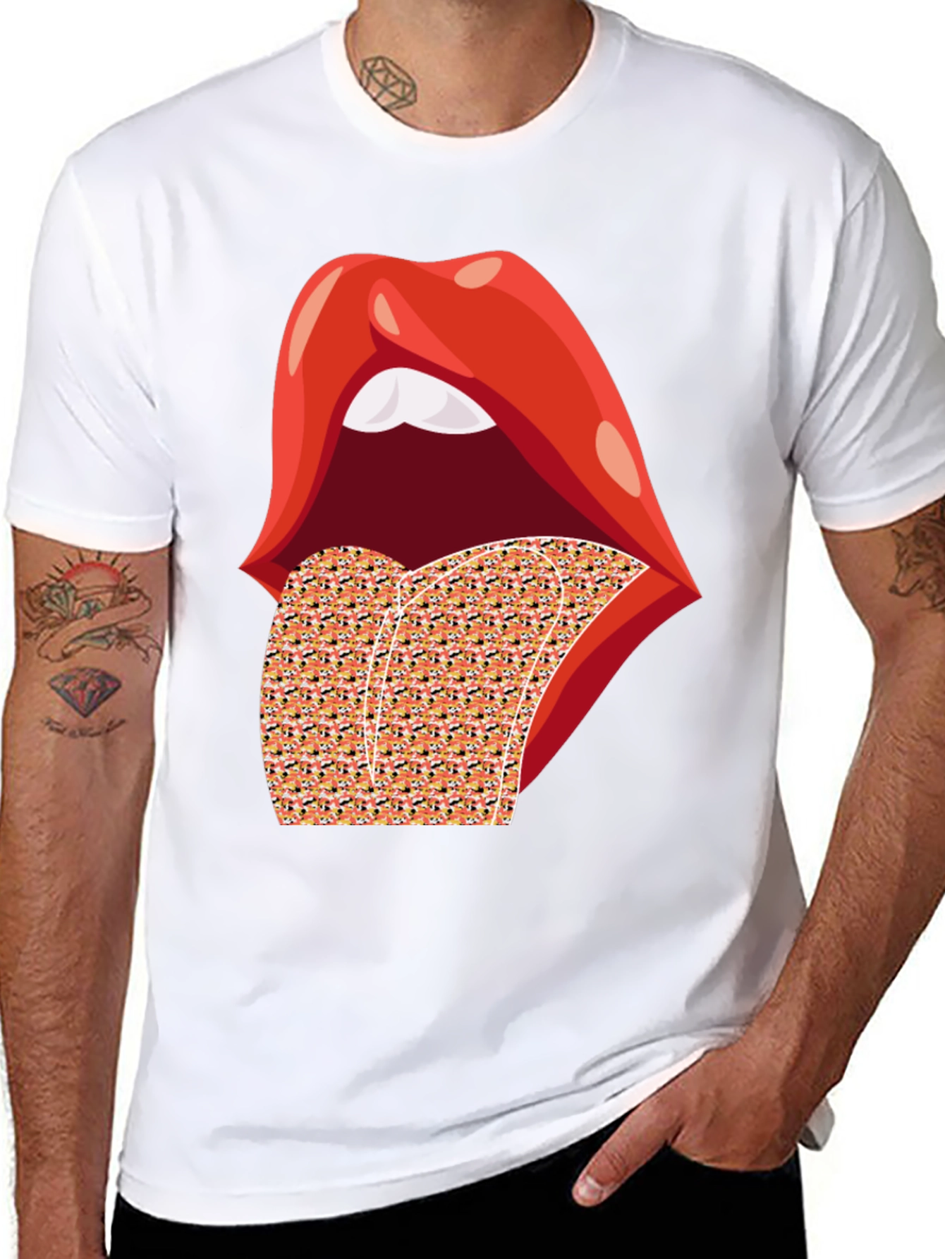 Rolling Lips Graphic Black T-Shirt