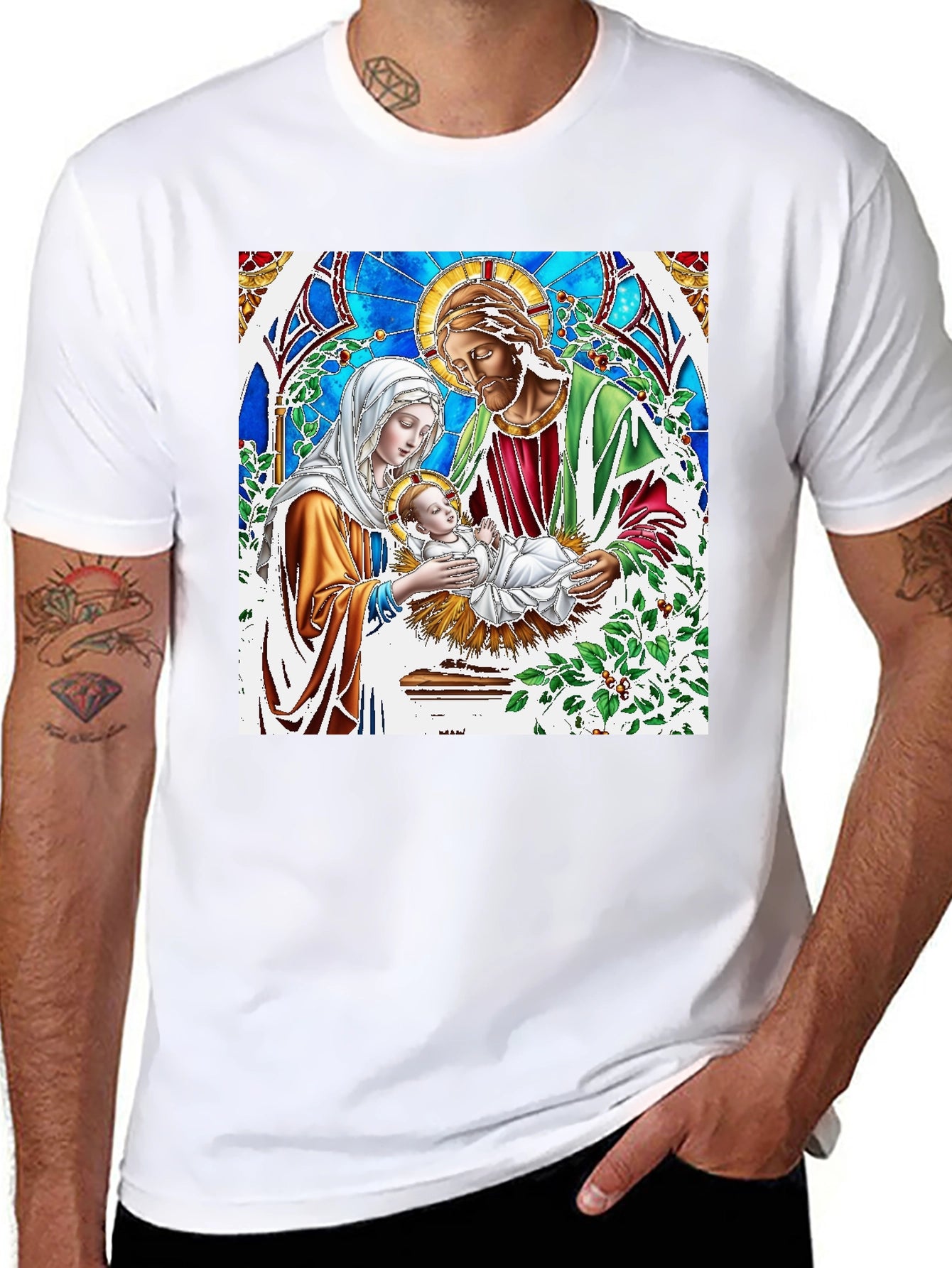 Nativity Scene T-Shirt Jesus Mary & Joseph Graphic Tee
