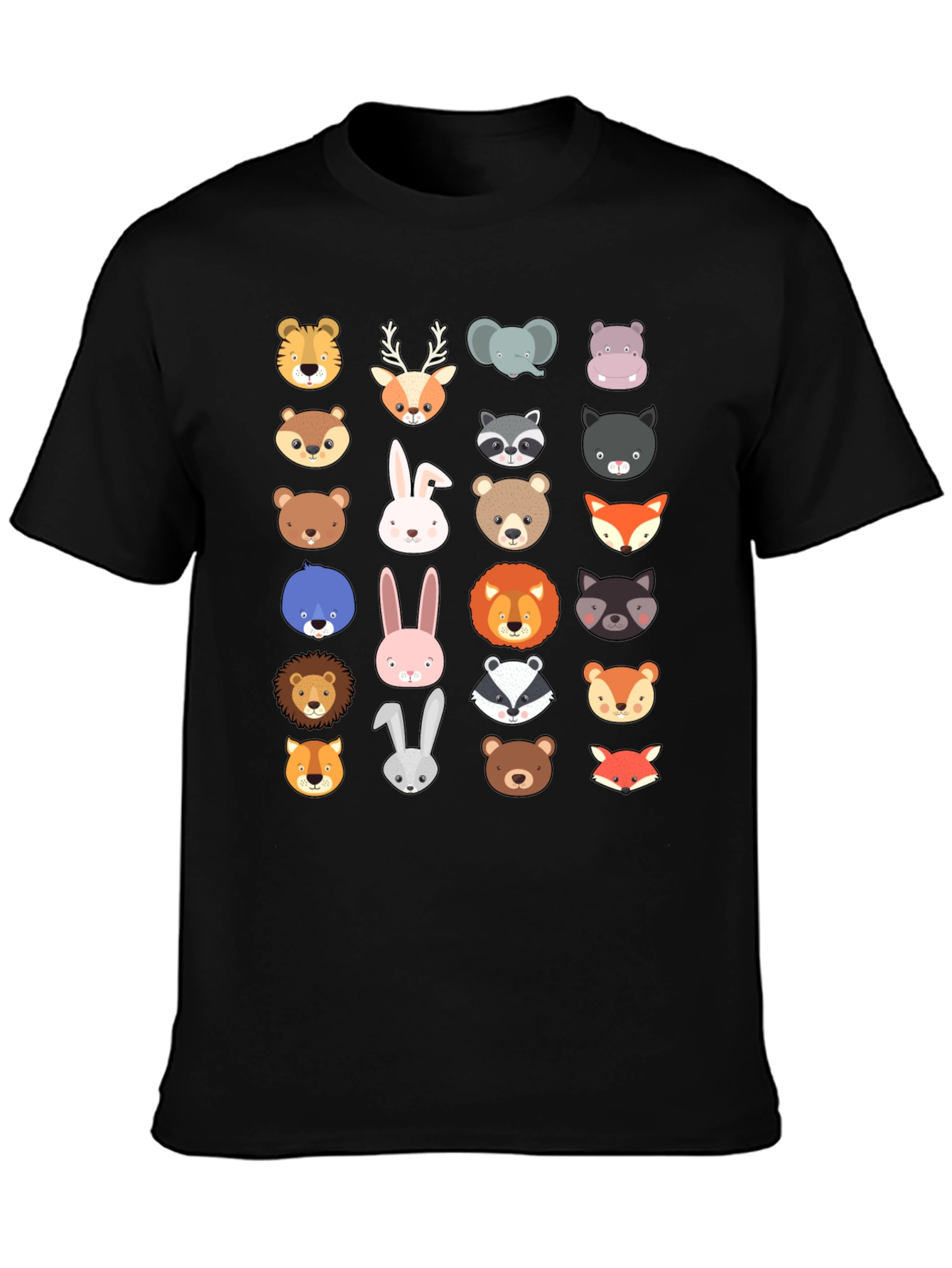Animal Faces Graphic Tee - Black T-Shirt