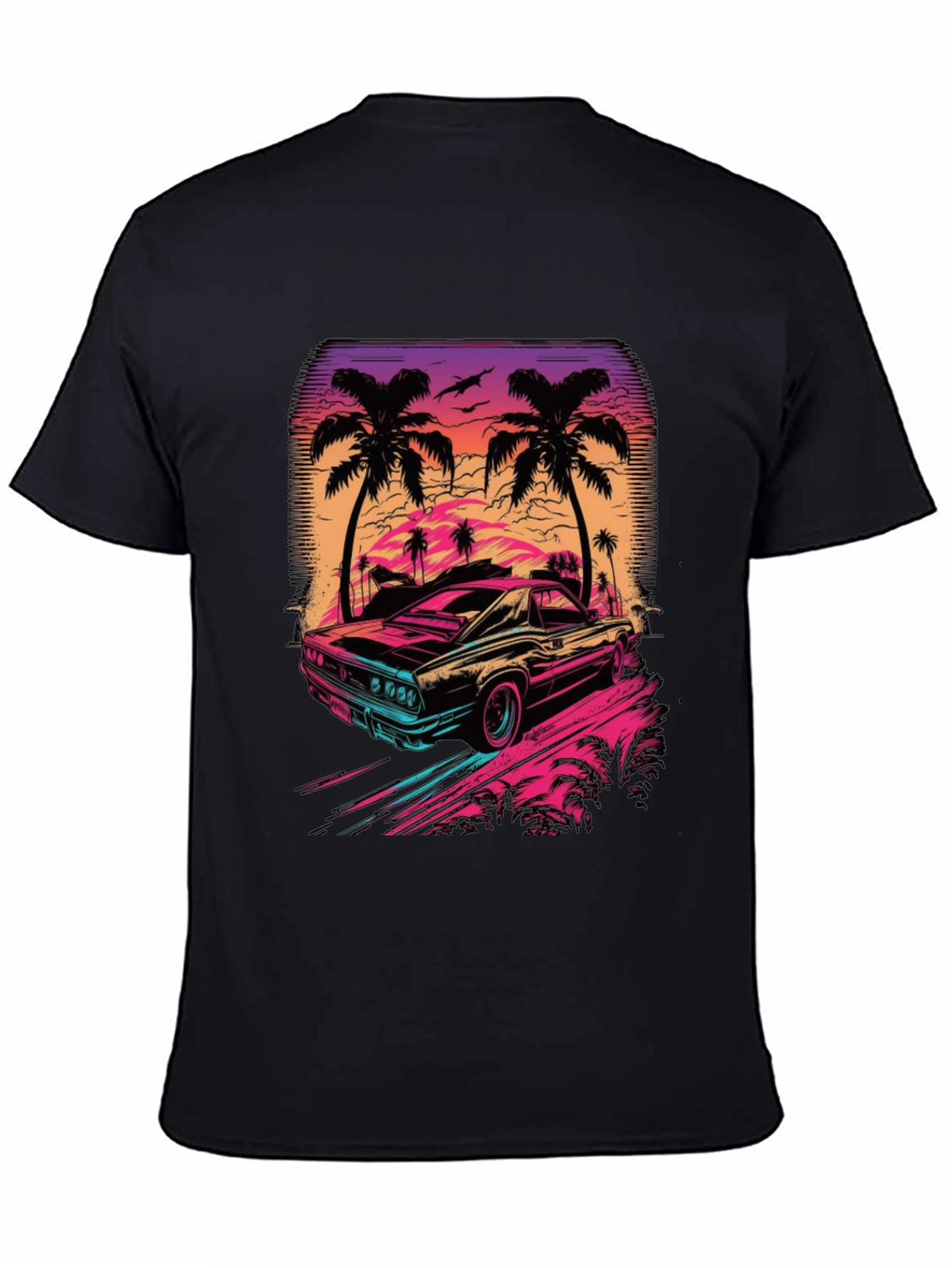 Retro Sunset Car Graphic T-Shirt