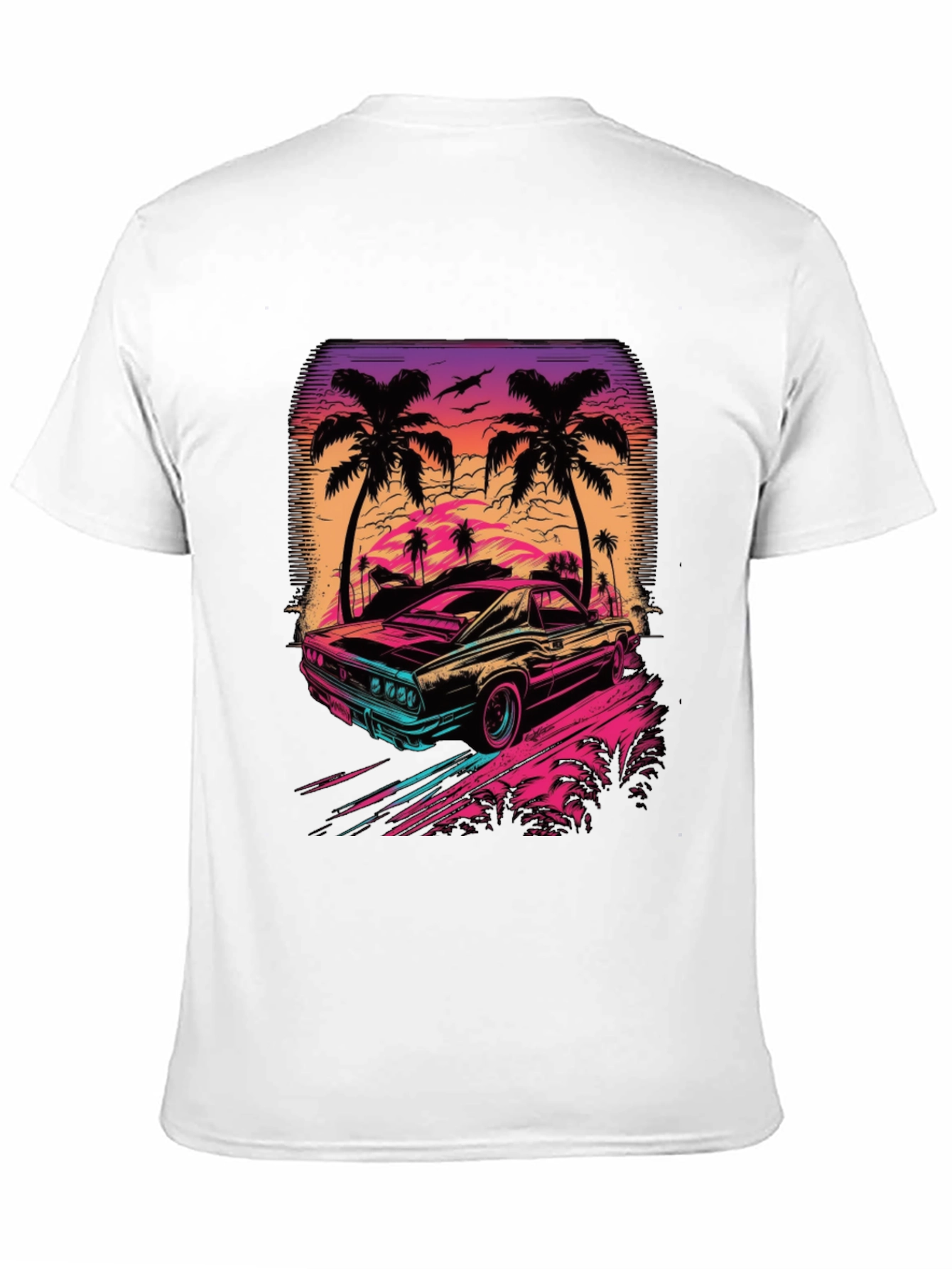 Retro Sunset Car Graphic T-Shirt