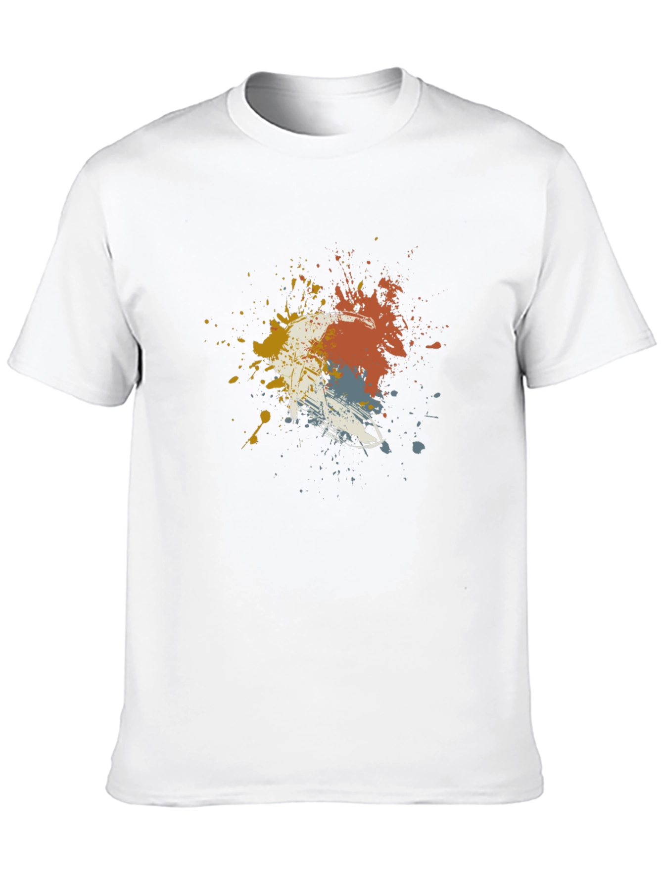 Abstract Paint Splatter Skier Graphic T-Shirt - Black