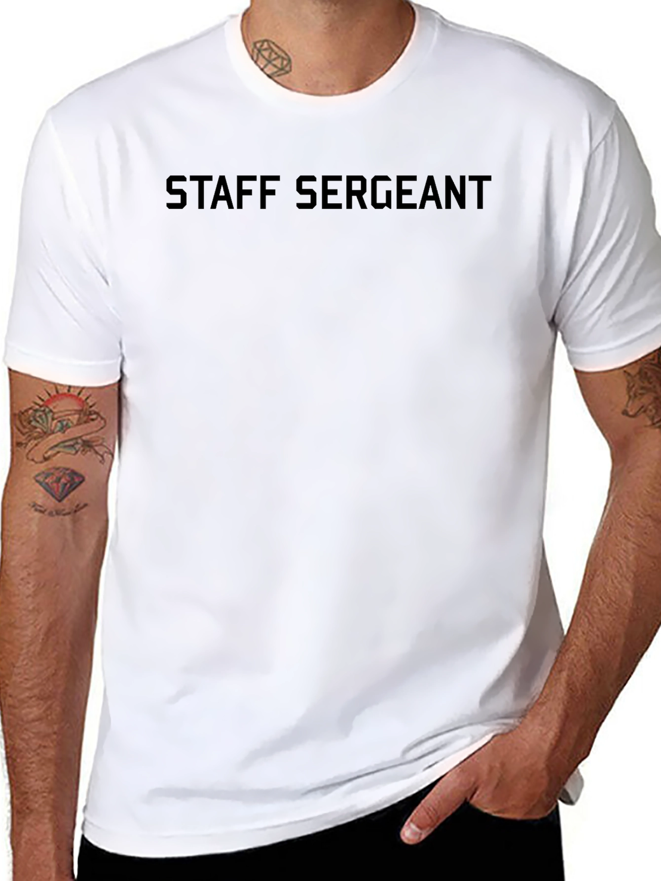 Staff Sergeant Black T-Shirt - Military Pride Apparel