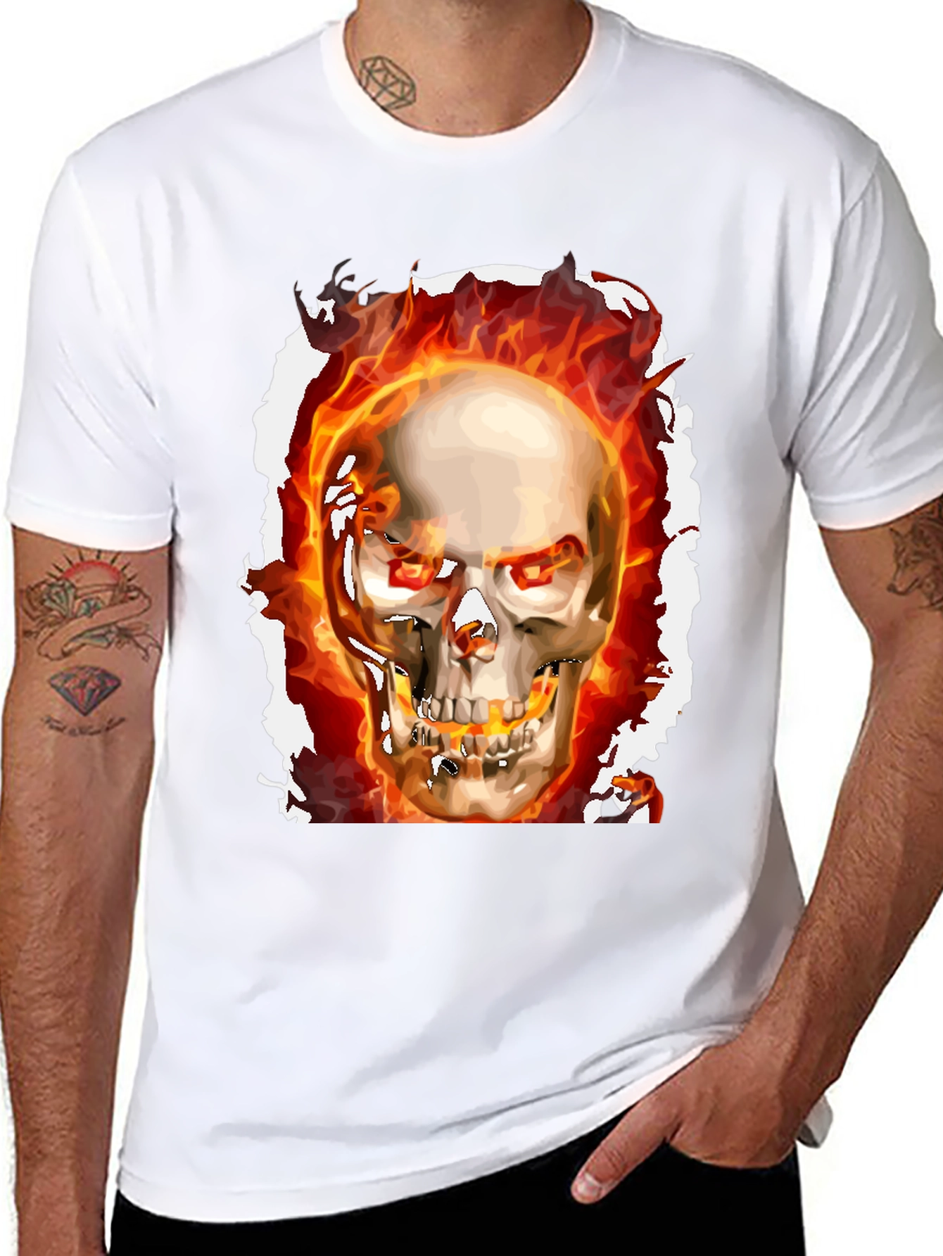 Fiery Skull Graphic Tee - Rocker Style