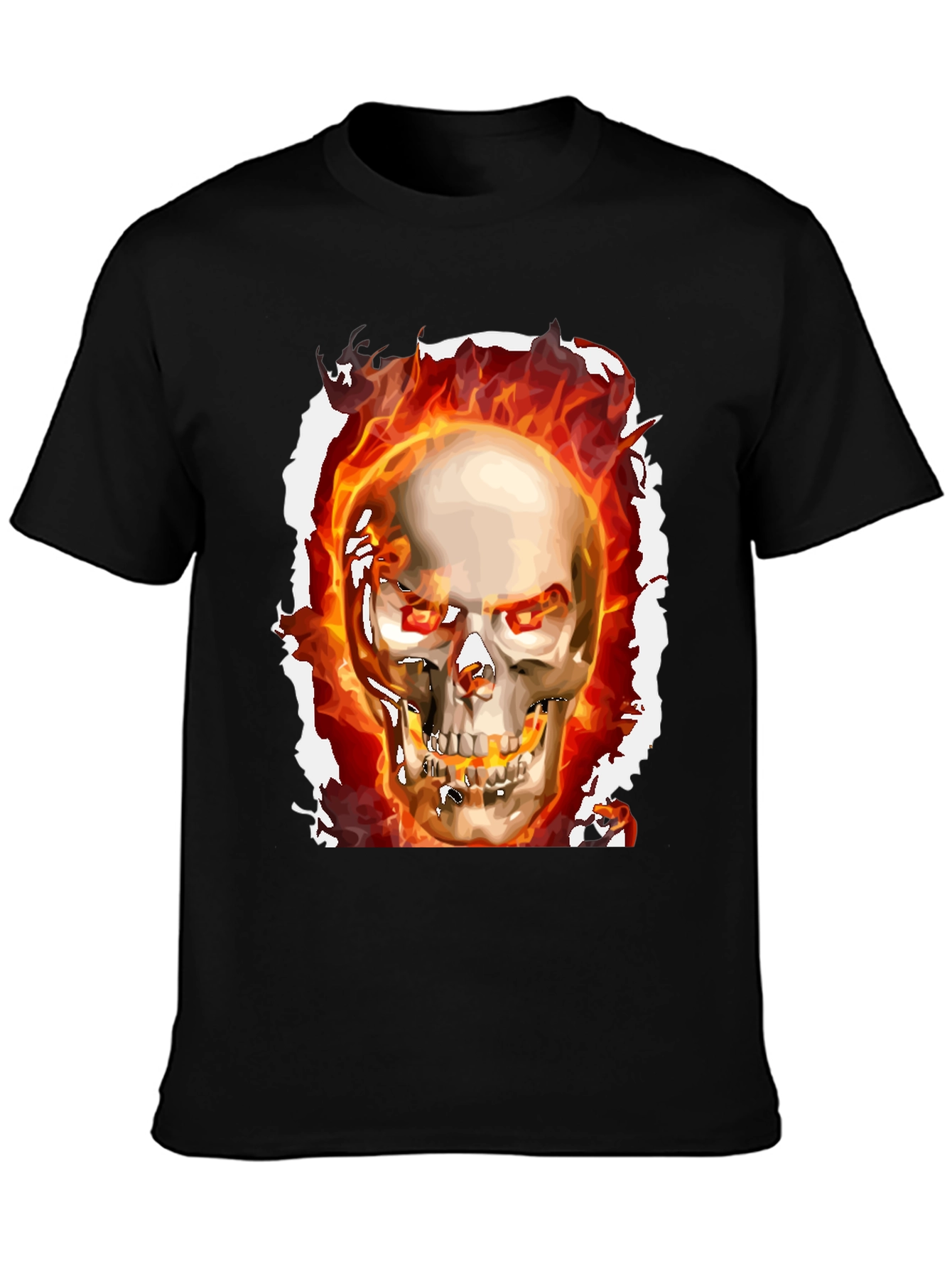 Fiery Skull Graphic Tee - Rocker Style