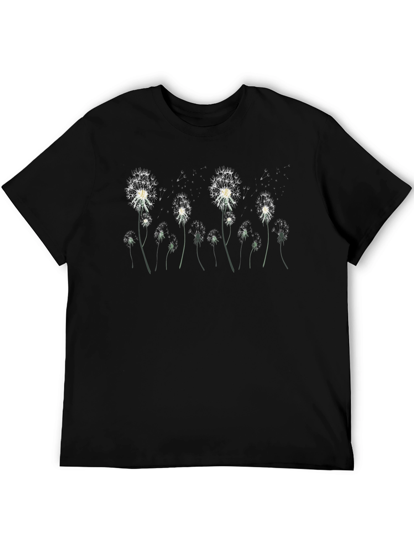 Dandelion Print Black T-Shirt