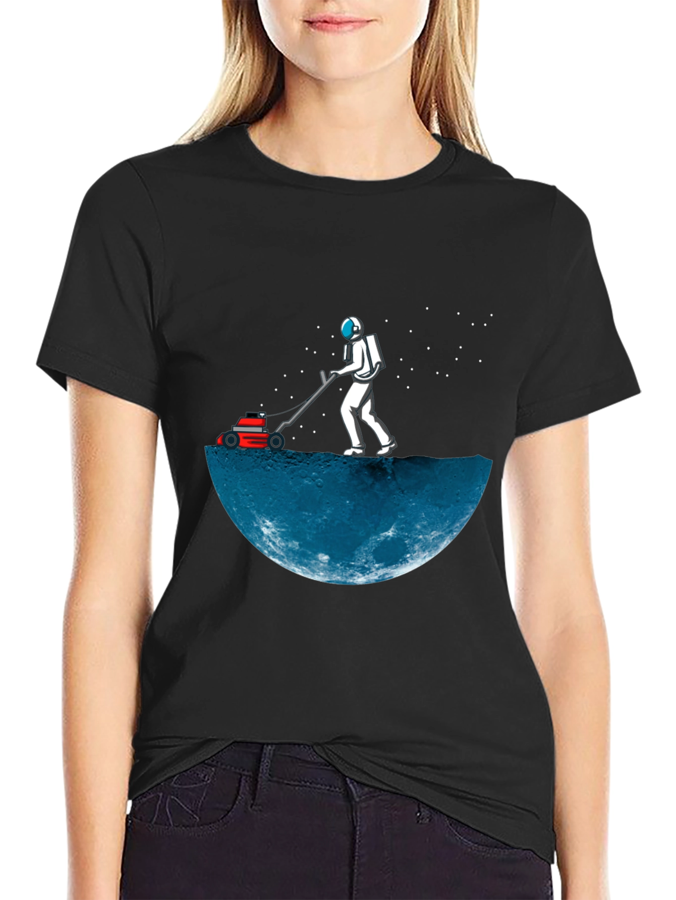 Astronaut Moon Mowing Graphic Tee