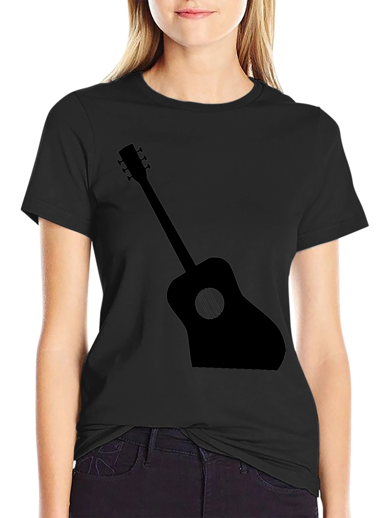 Guitar Silhouette Graphic Tee - Black