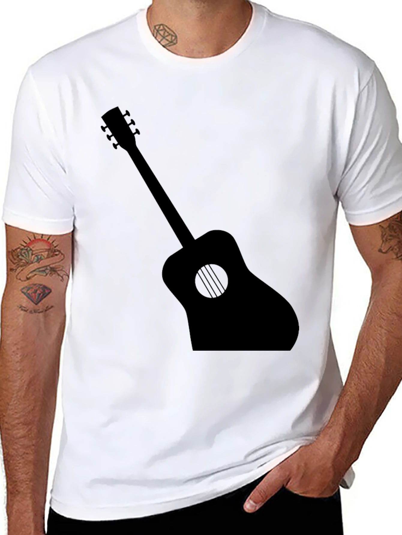 Guitar Silhouette Graphic Tee - Black
