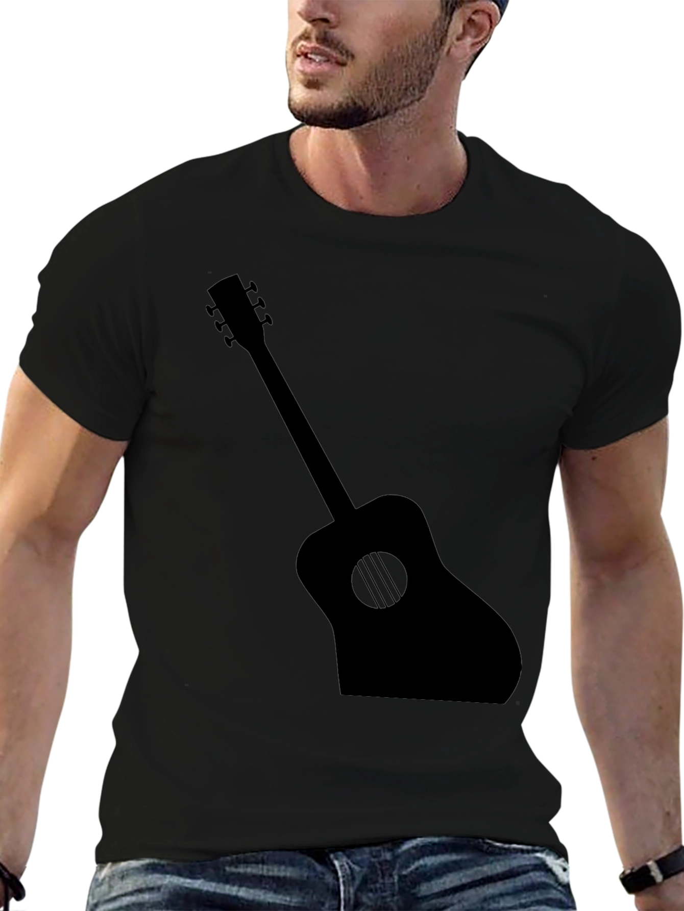 Guitar Silhouette Graphic Tee - Black