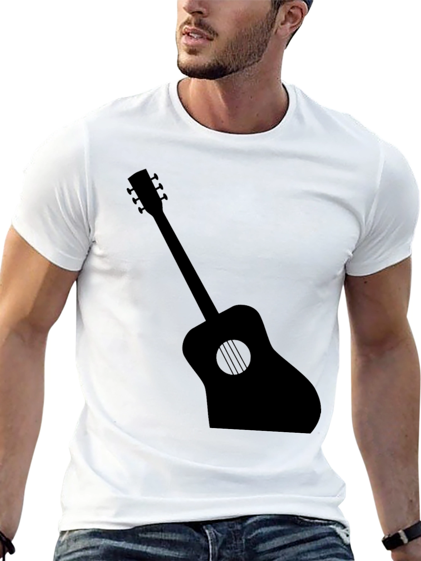 Guitar Silhouette Graphic Tee - Black