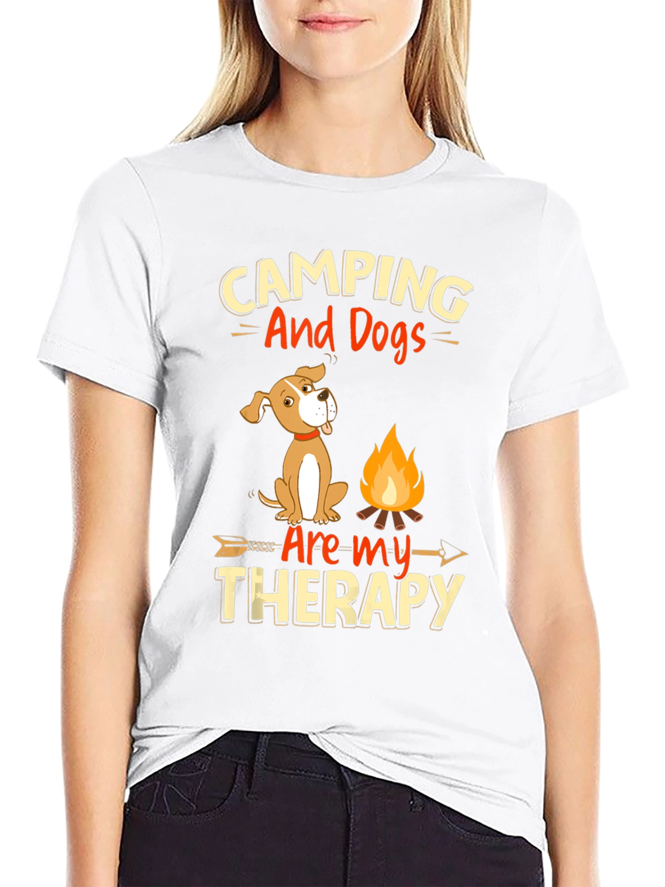 Camping and Dogs Therapy Graphic Tee