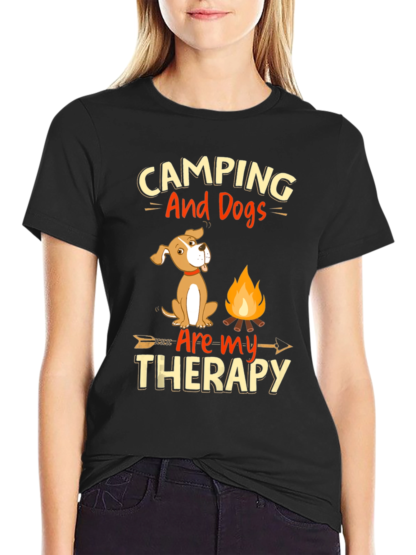 Camping and Dogs Therapy Graphic Tee