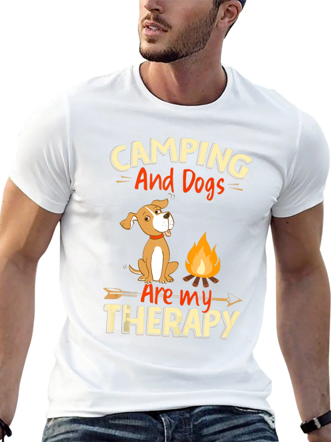 Camping and Dogs Therapy Graphic Tee