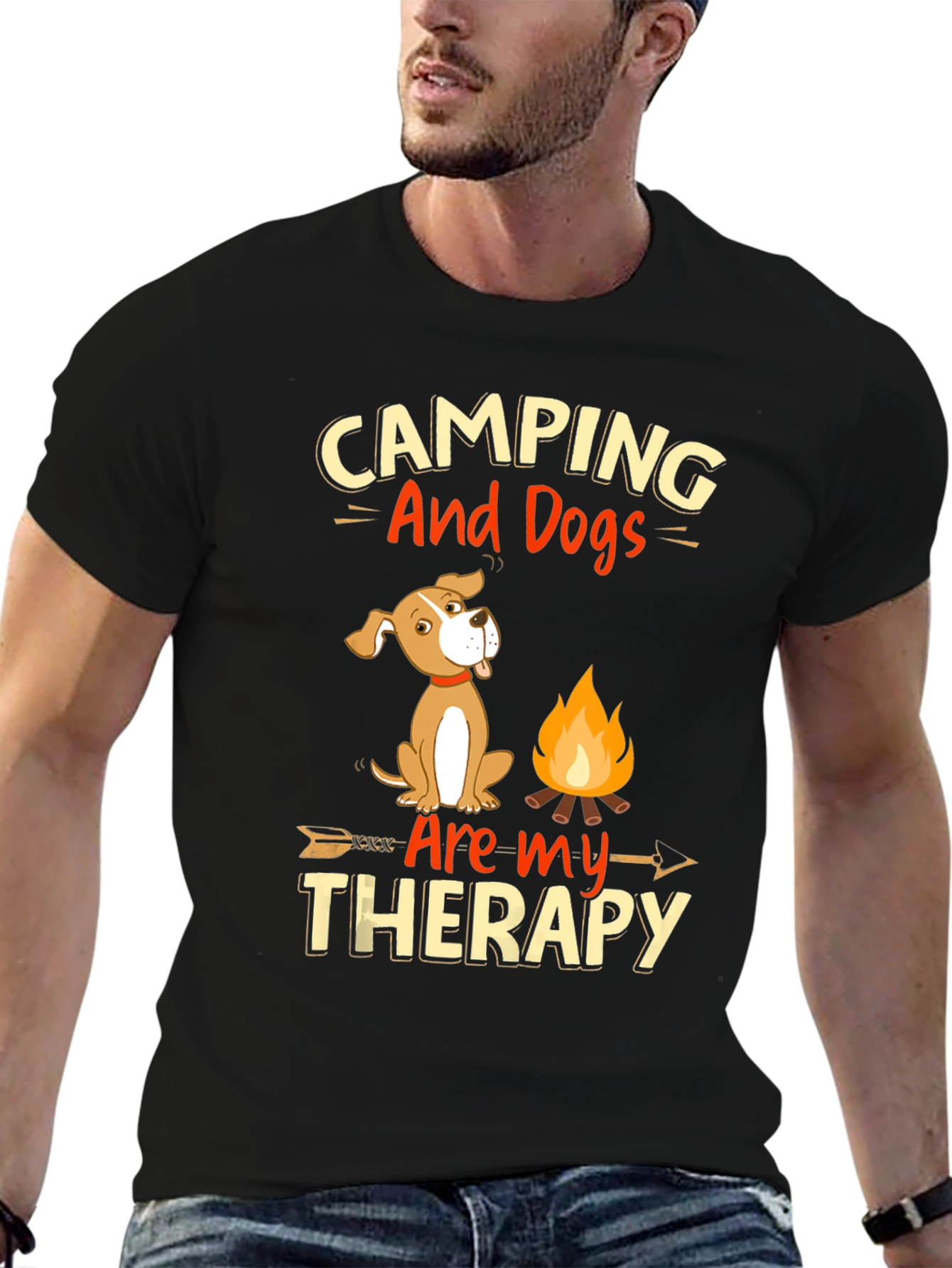 Camping and Dogs Therapy Graphic Tee