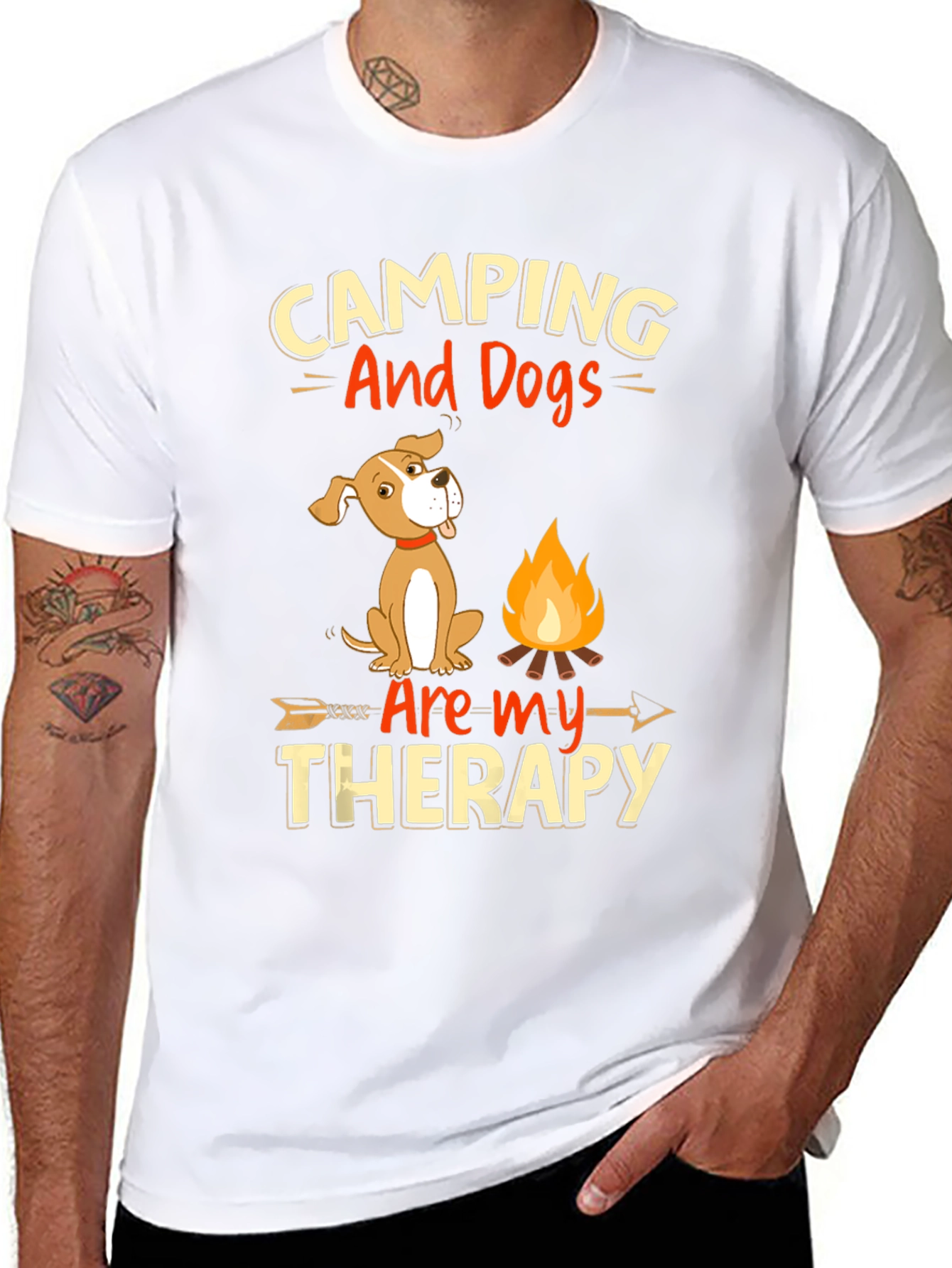 Camping and Dogs Therapy Graphic Tee