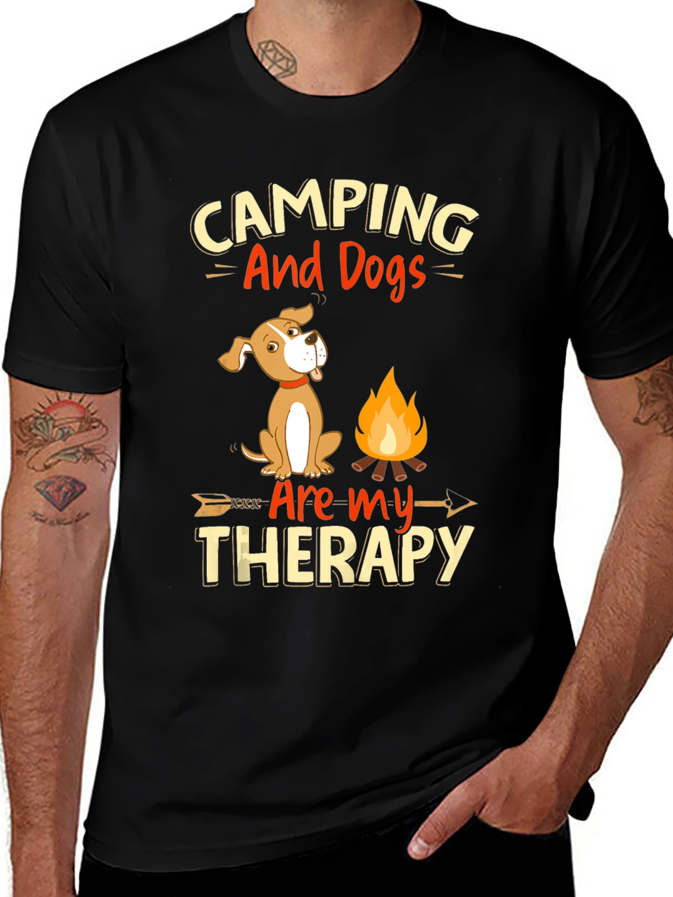 Camping and Dogs Therapy Graphic Tee