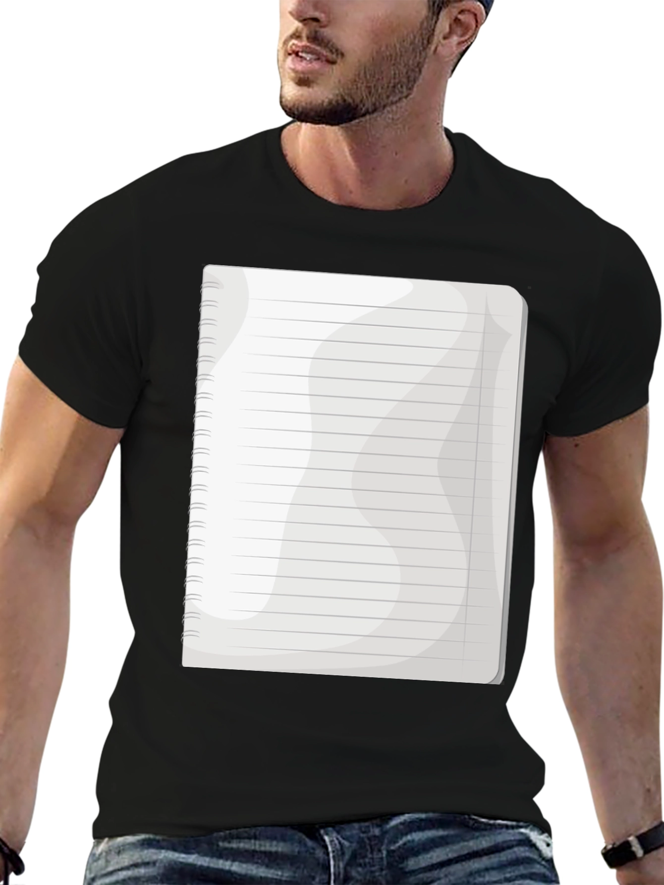 Notebook Graphic Tee - Black Cotton Casual T-Shirt