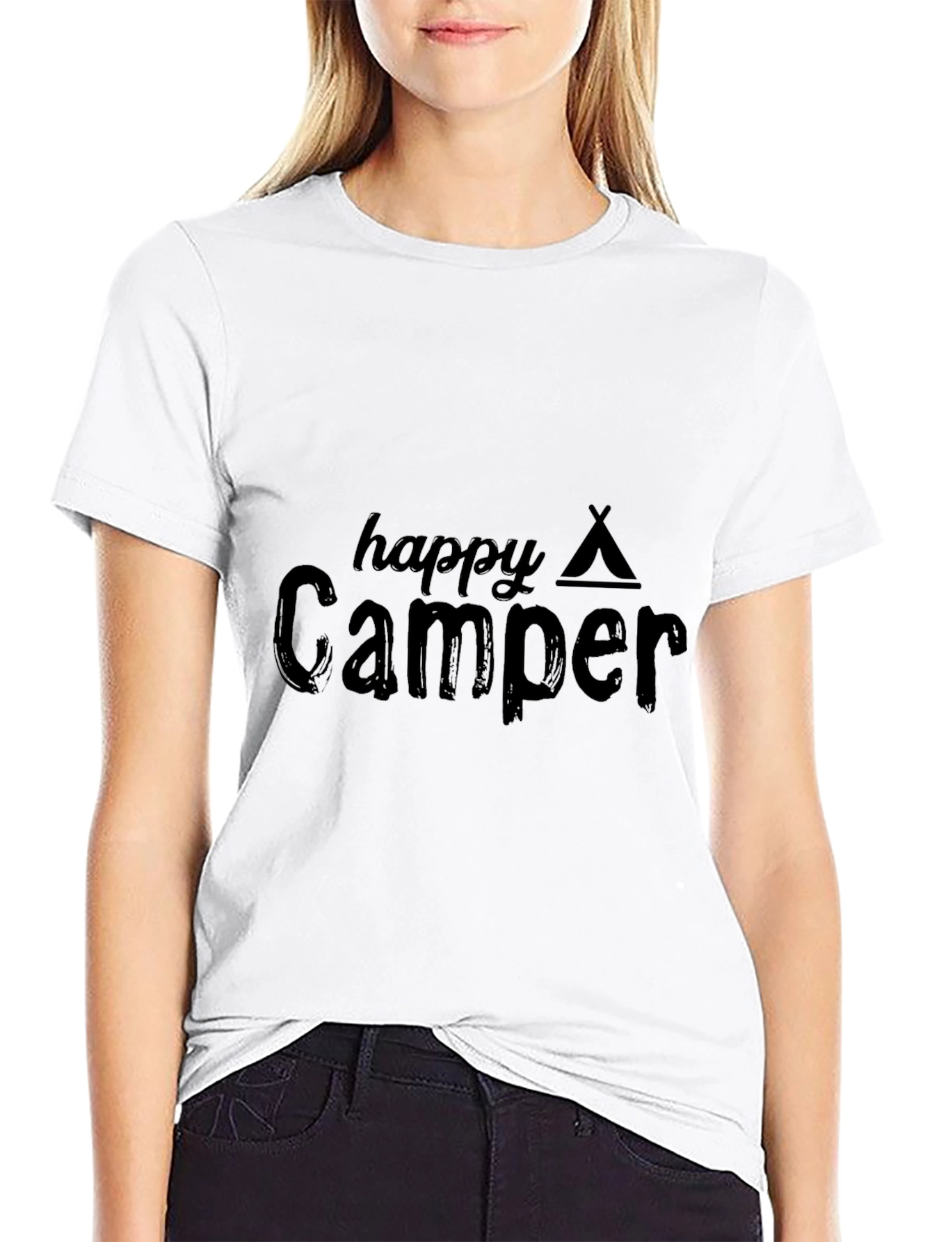 Happy Camper T-Shirt - Black Camping Tee