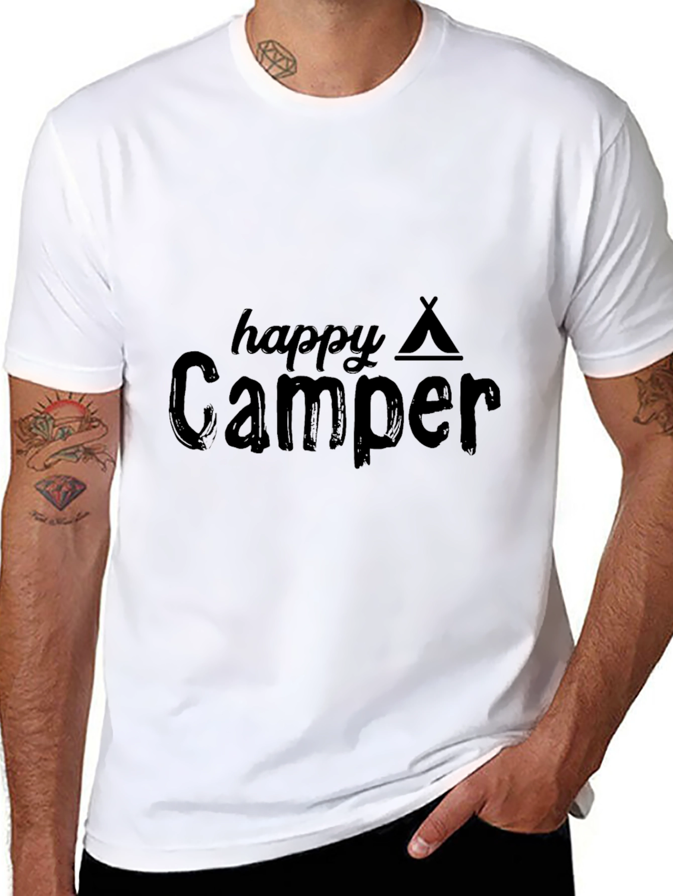 Happy Camper T-Shirt - Black Camping Tee