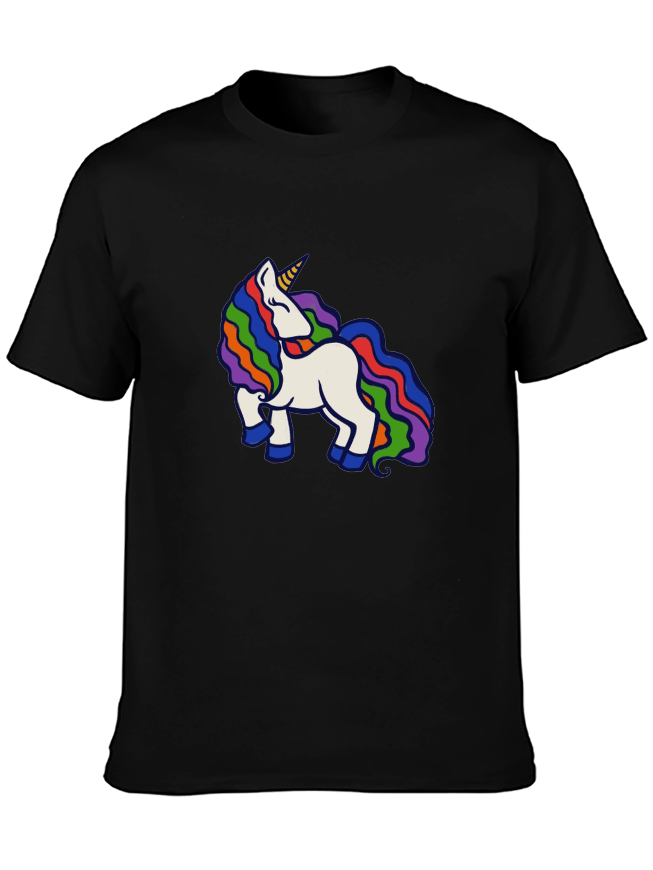 Rainbow Unicorn Black T-Shirt