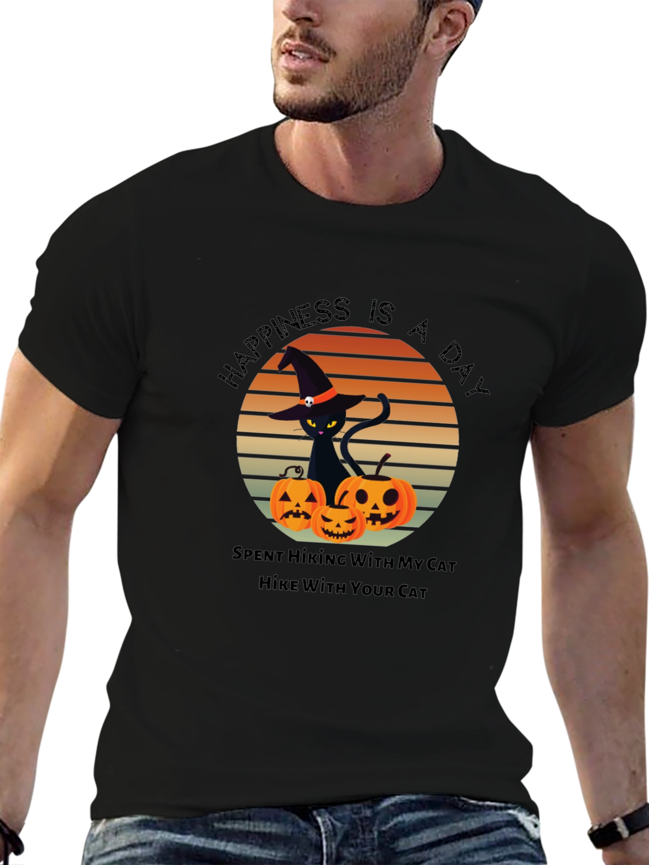 Halloween Cat Hiking T-Shirt - Hike With Your Cat