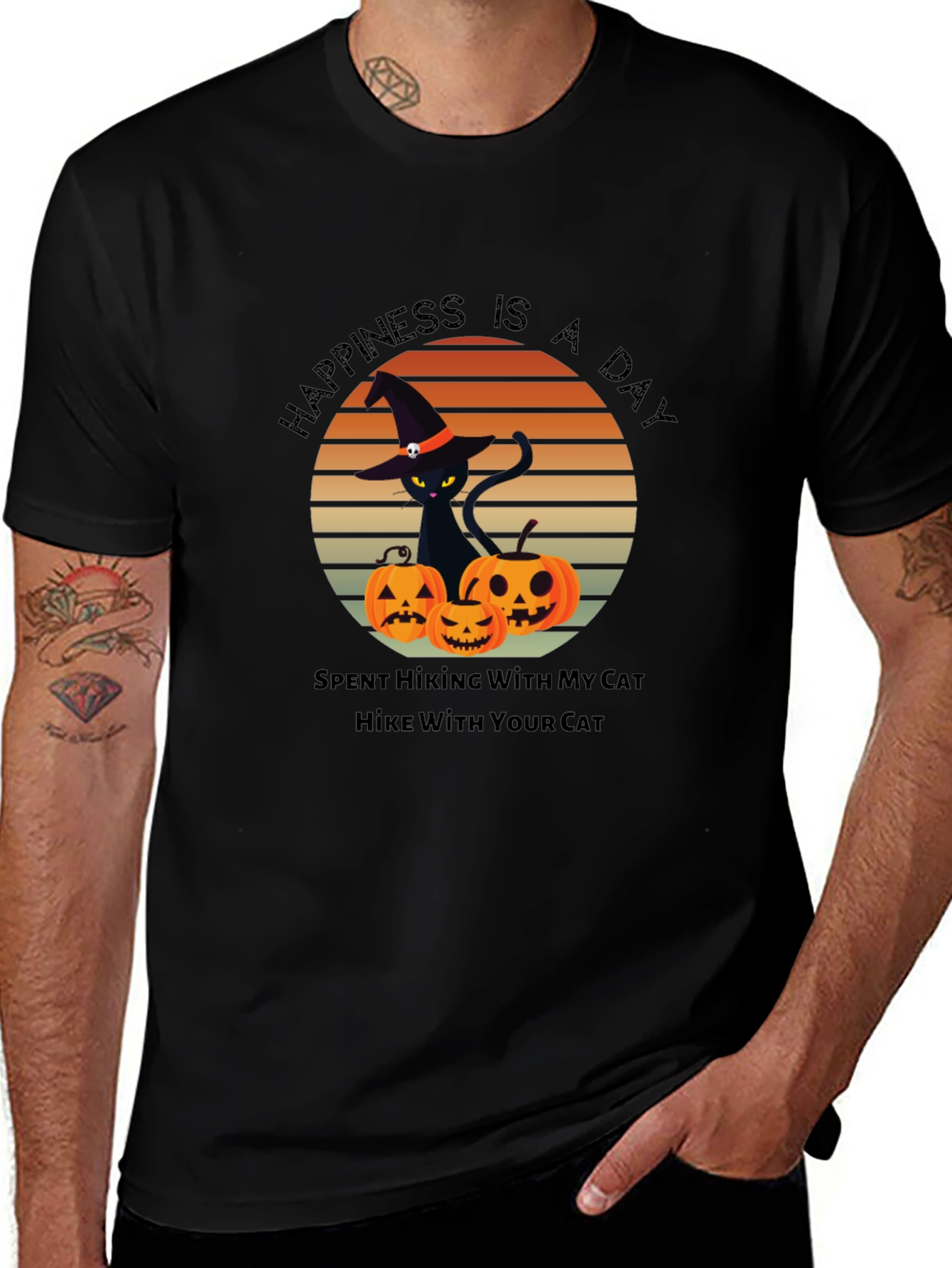 Halloween Cat Hiking T-Shirt - Hike With Your Cat