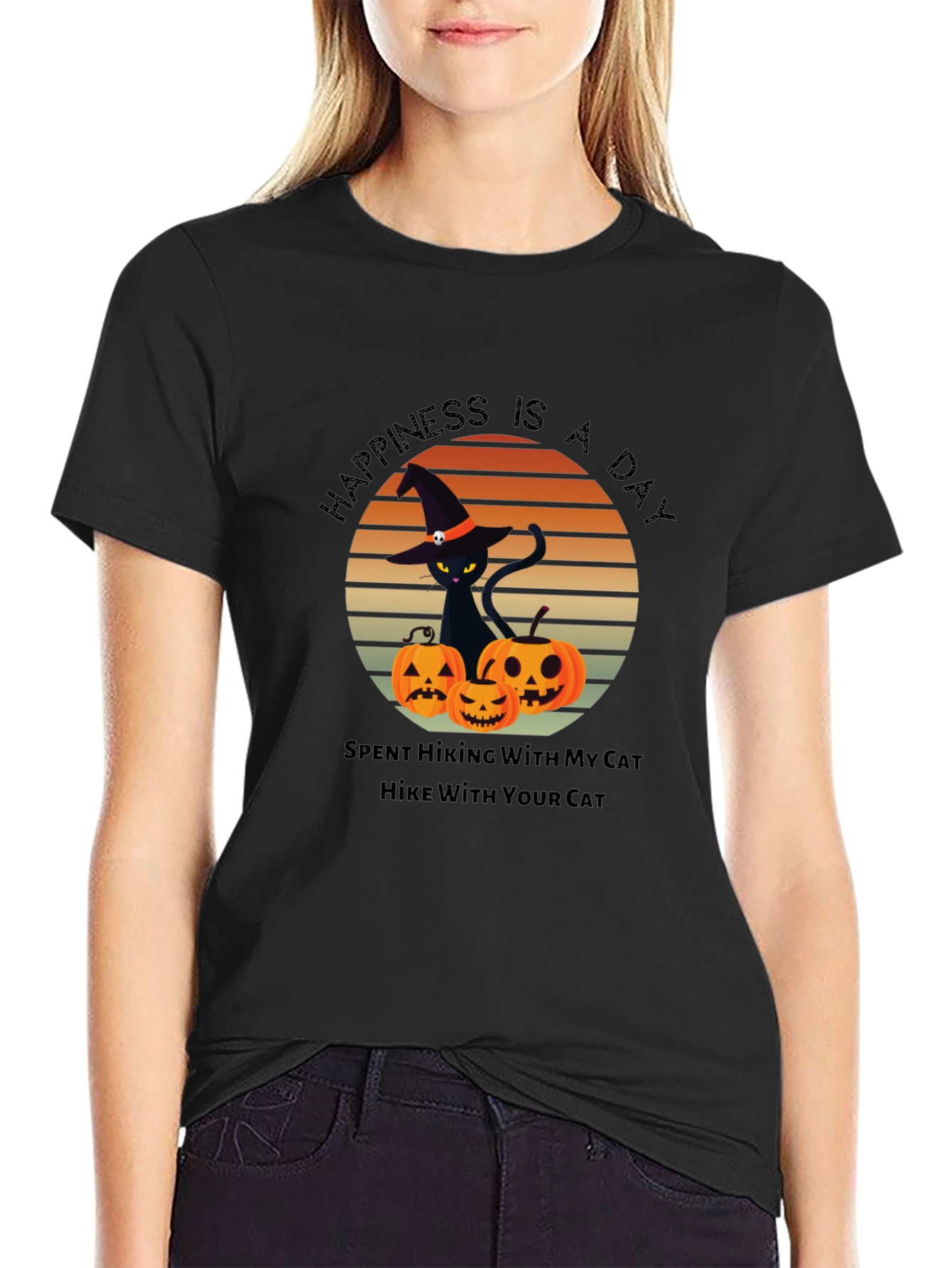 Halloween Cat Hiking T-Shirt - Hike With Your Cat