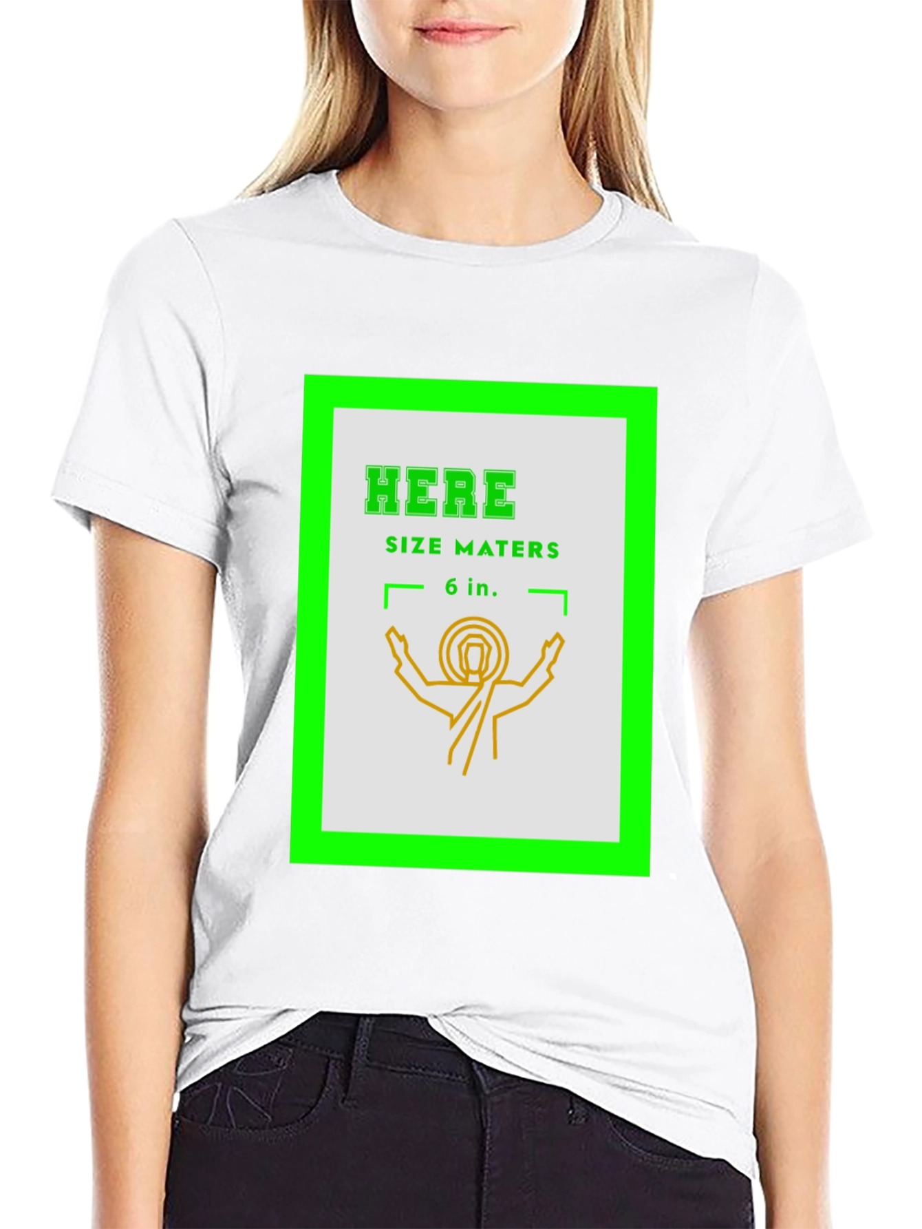 Here Size Maters T-Shirt Funny Graphic Tee