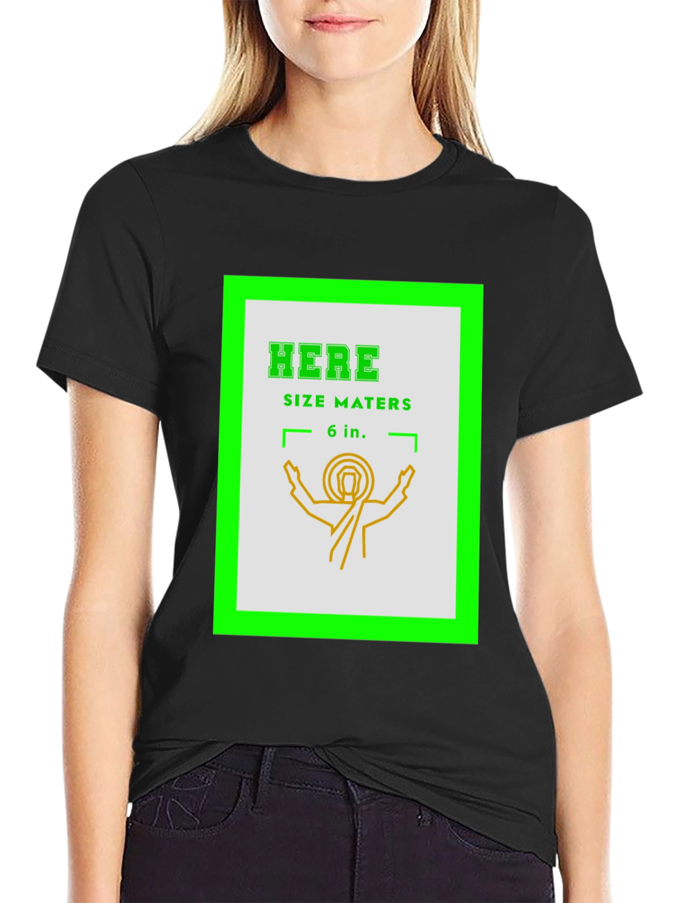 Here Size Maters T-Shirt Funny Graphic Tee