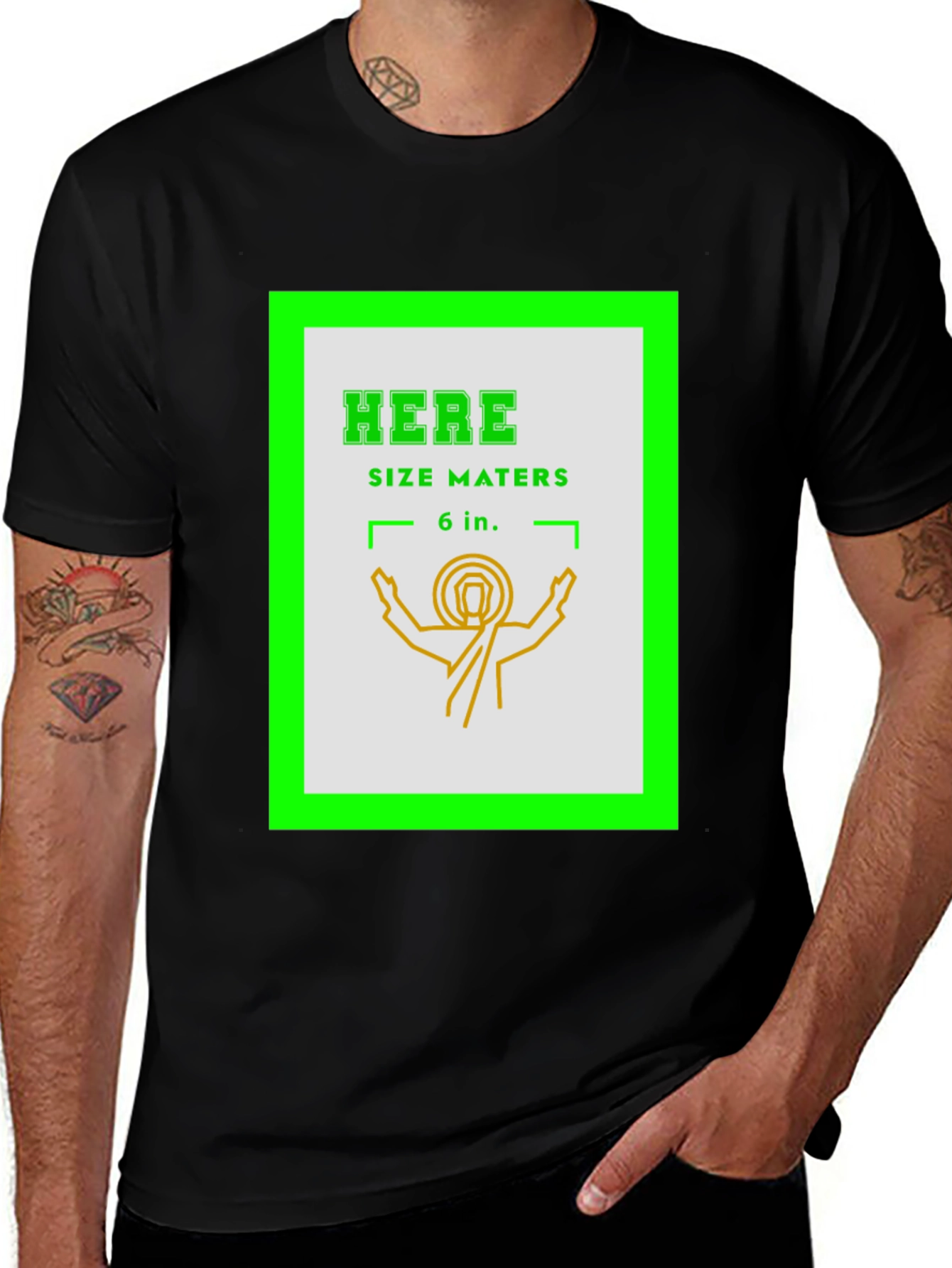 Here Size Maters T-Shirt Funny Graphic Tee