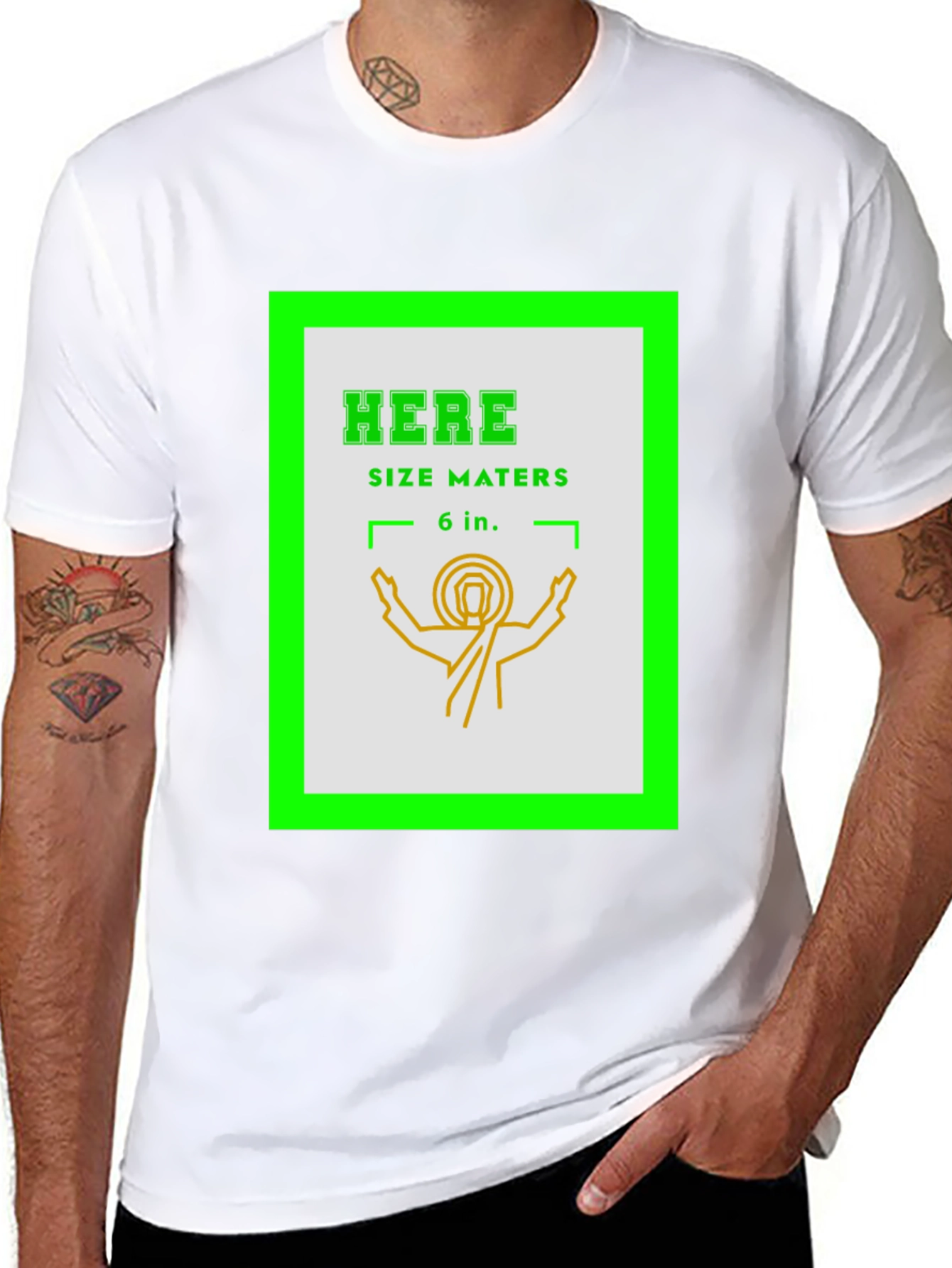 Here Size Maters T-Shirt Funny Graphic Tee